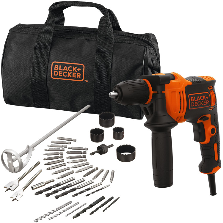 BLACK+DECKER 710W klopboormachine BEH710SA40-QS klopboormachine Incl. 40 accessoires in softbag