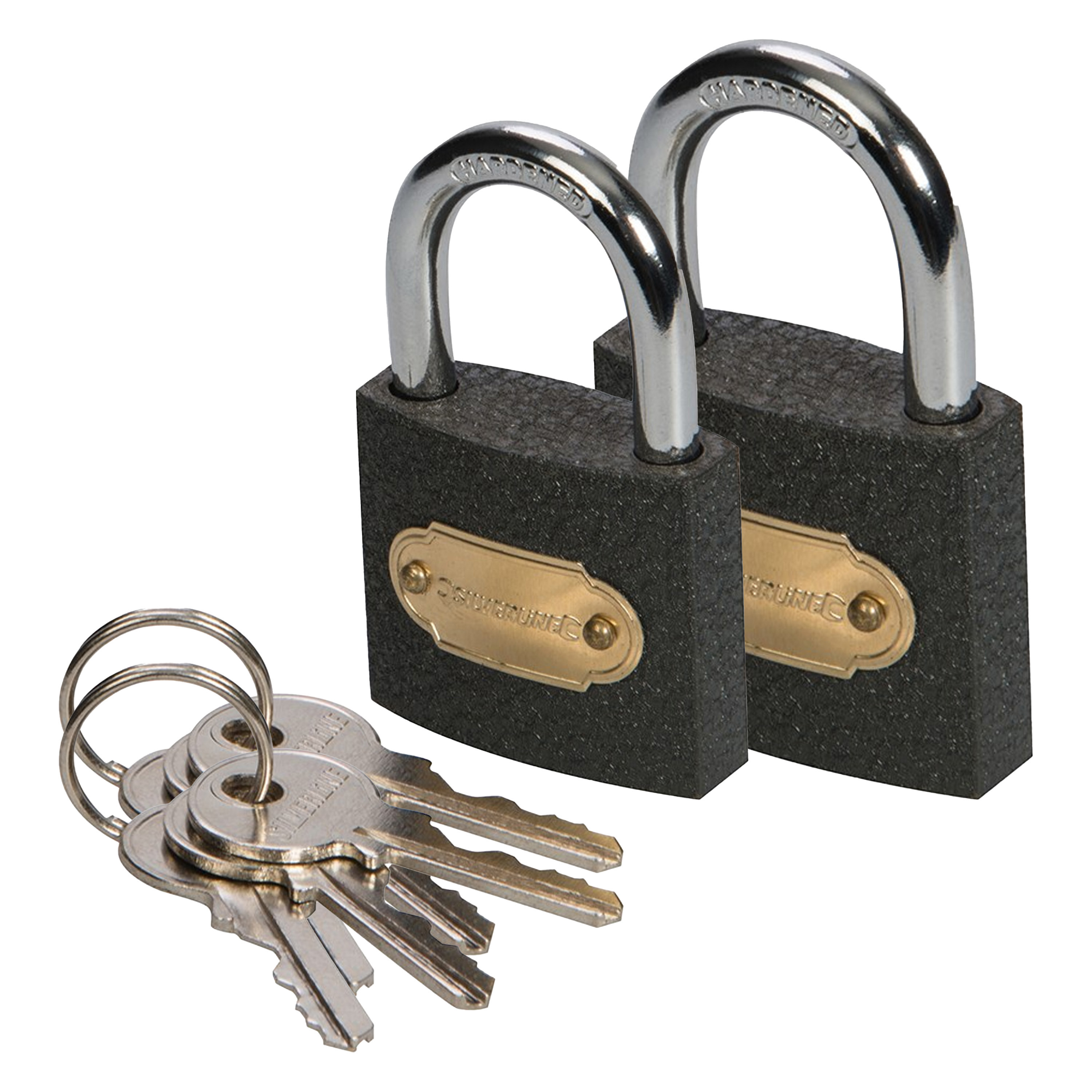 Hangslot met 3 sleutels - set van 2 - 50 en 60 mm - ijzer - kofferslot - heavy duty -