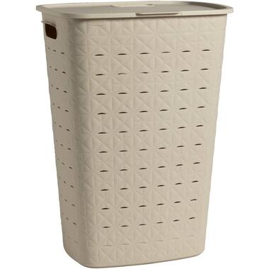 Wasmand Soft met deksel - crème - 56L - Leen Bakker