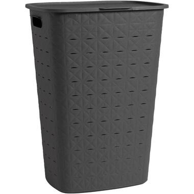 Wasmand Soft met deksel - donkergrijs - 56L - Leen Bakker
