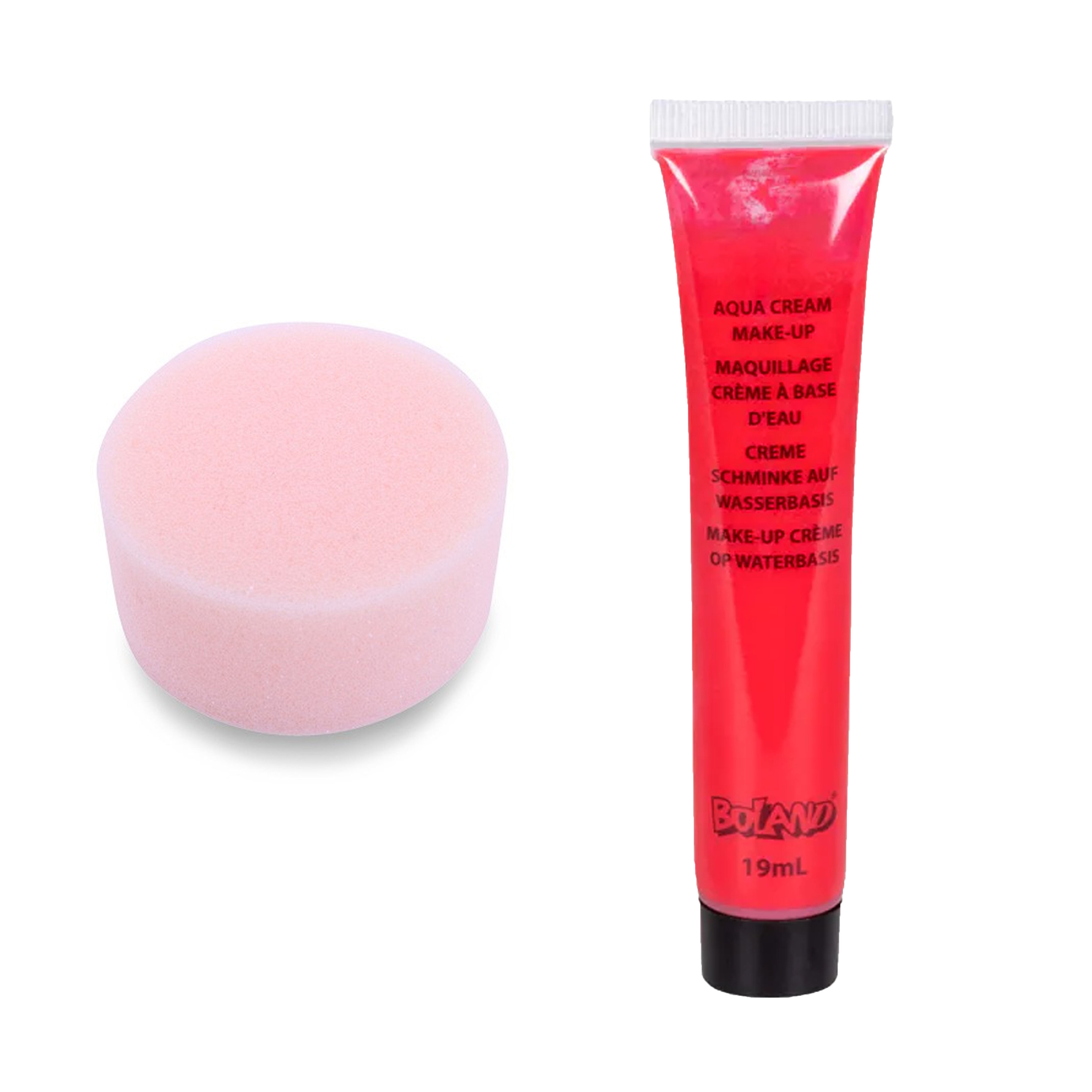 Carnaval schmink - Rood - met grimeer sponsje - Gezicht/lichaam - 19 ml - kind/volwassenen -