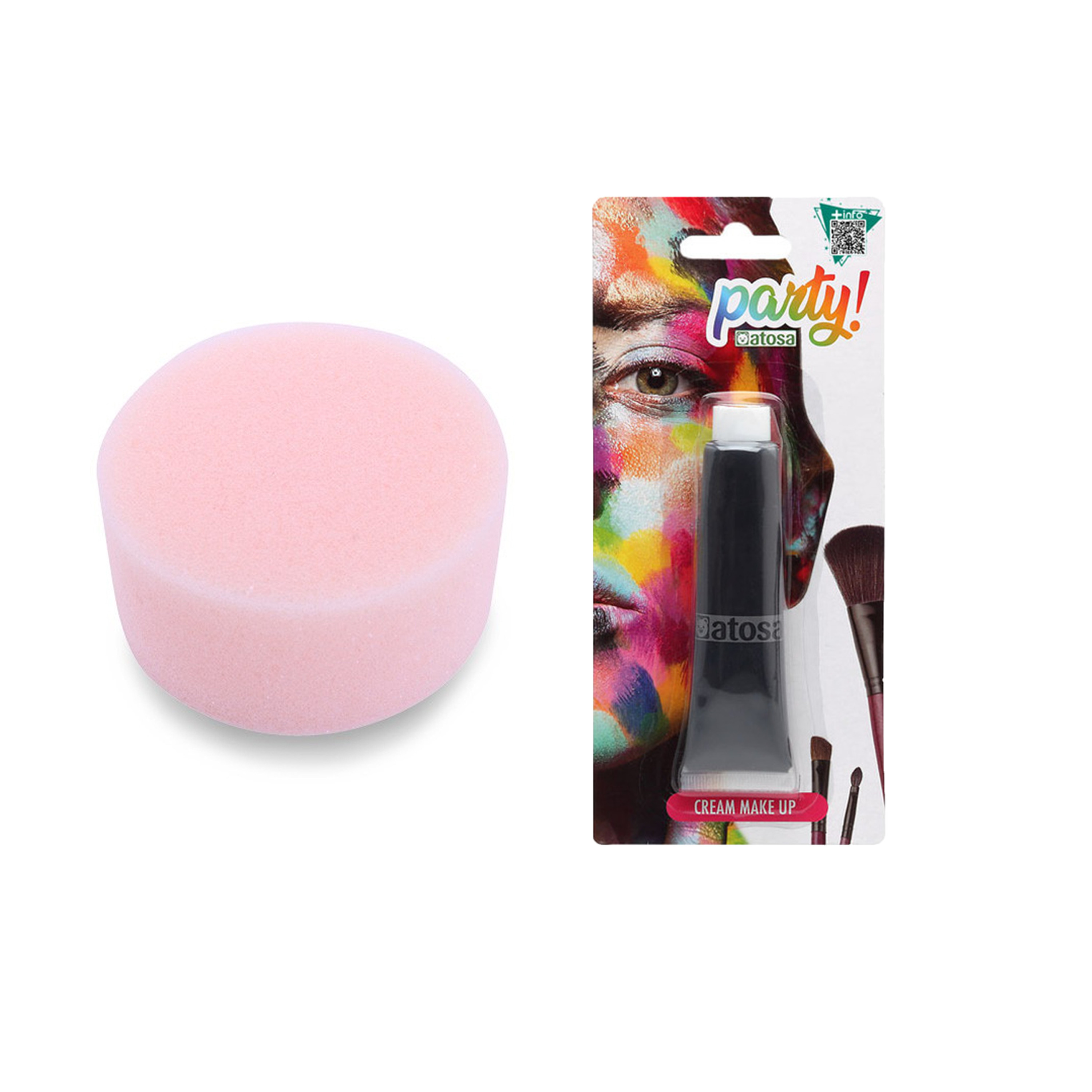 Carnaval schmink - Zwart - met sponsje - Gezicht/lichaam - 30 ml - grimeren - kind/volwassenen -