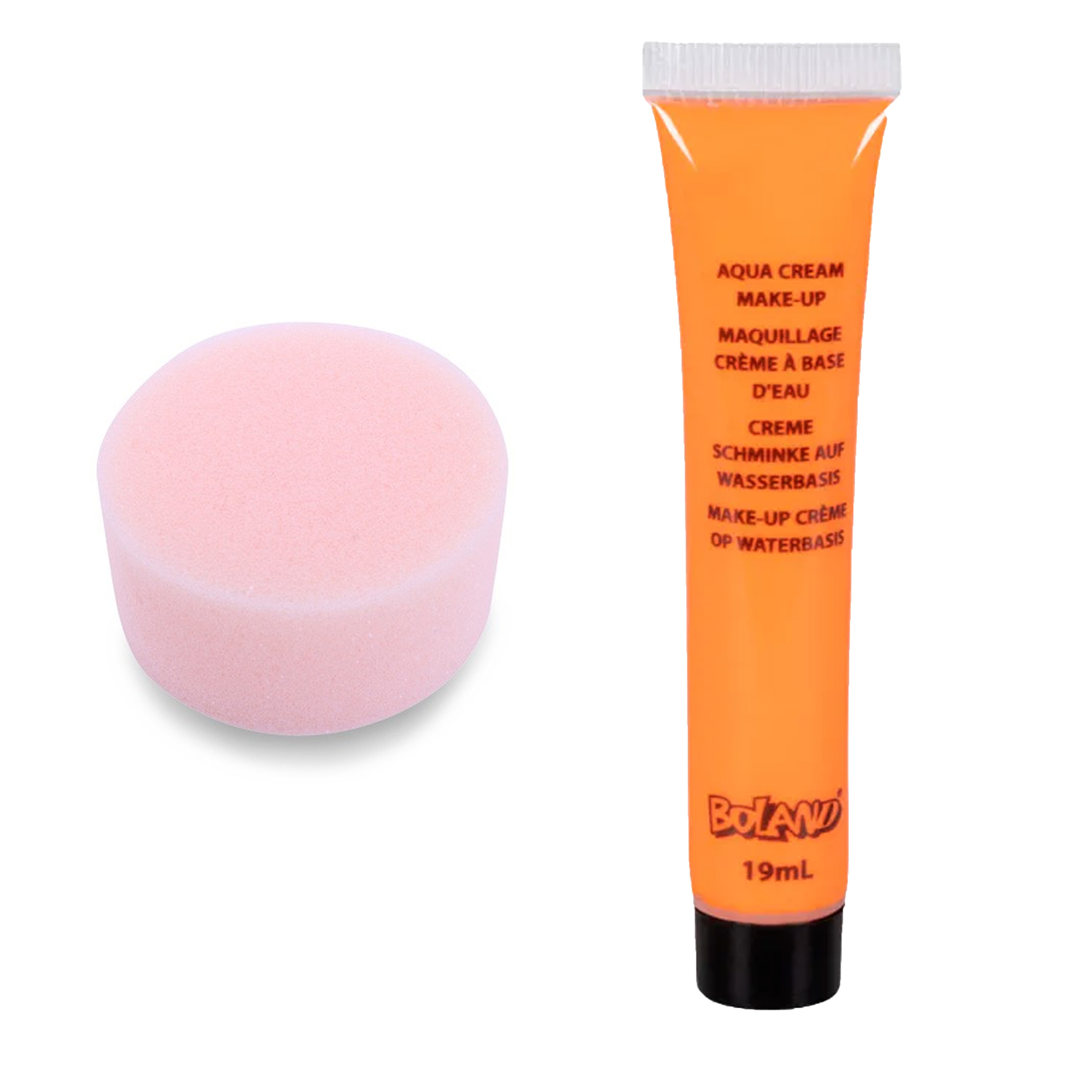 Carnaval schmink - Oranje - met grimeer sponsje - Gezicht/lichaam - 19 ml - kind/volwassenen -