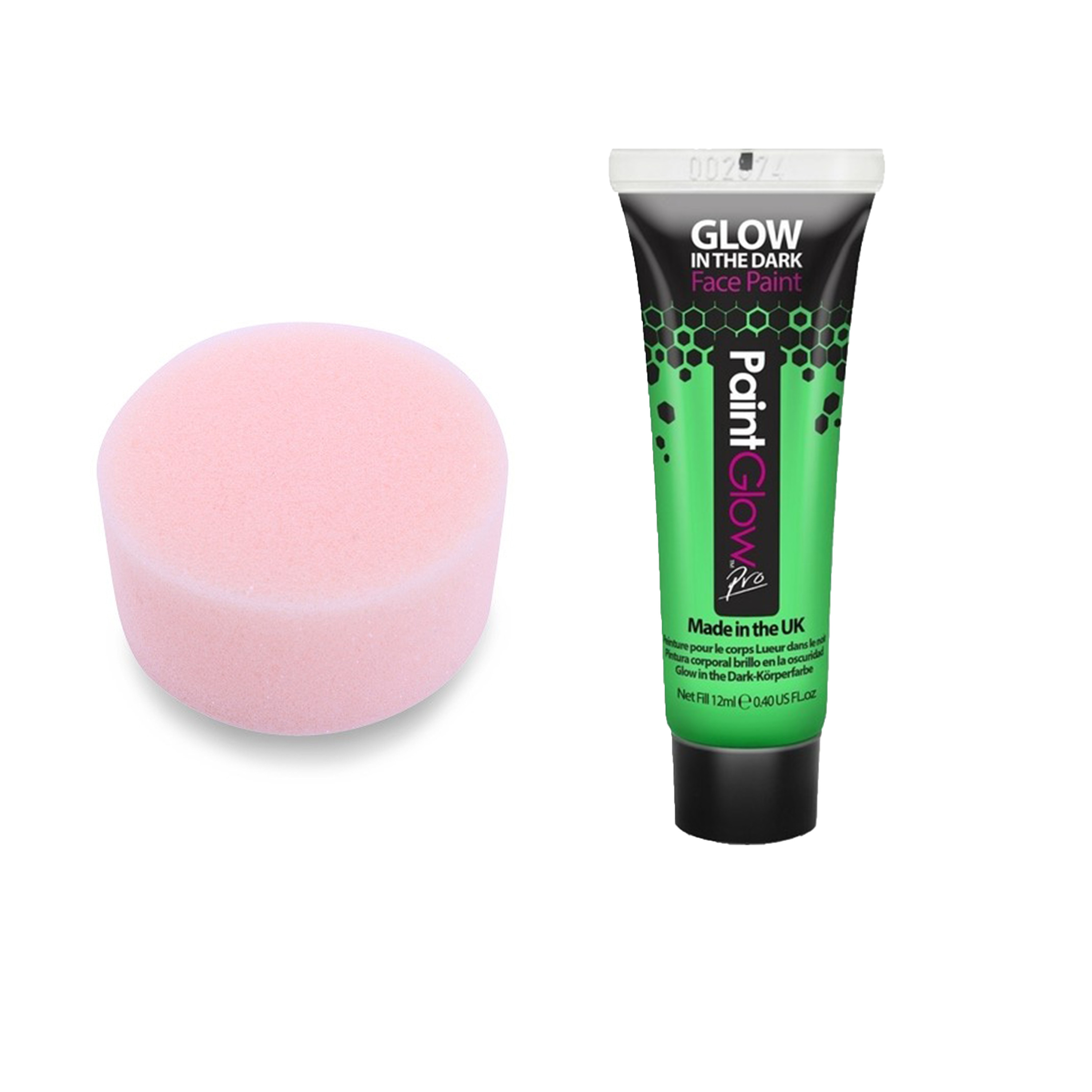 Carnaval schmink fluor groen met sponsje - Glow in the Dark - 10ml - kind/volwassenen -