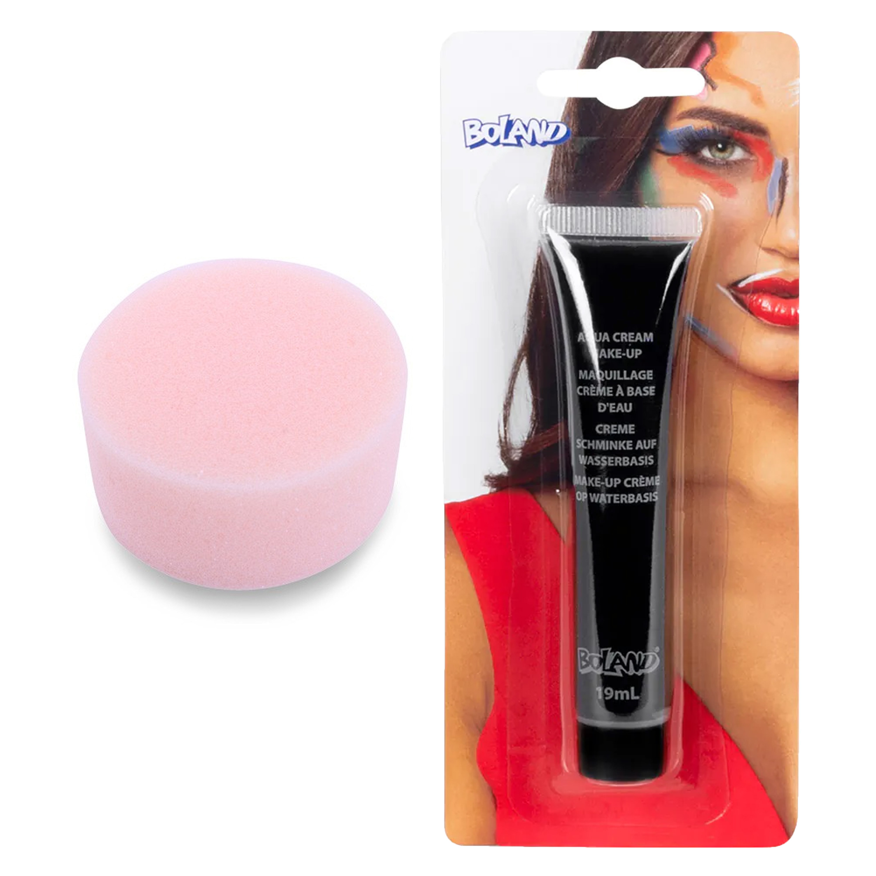Carnaval schmink - Zwart - met grimeer sponsje - Gezicht/lichaam - 19 ml - kind/volwassenen -