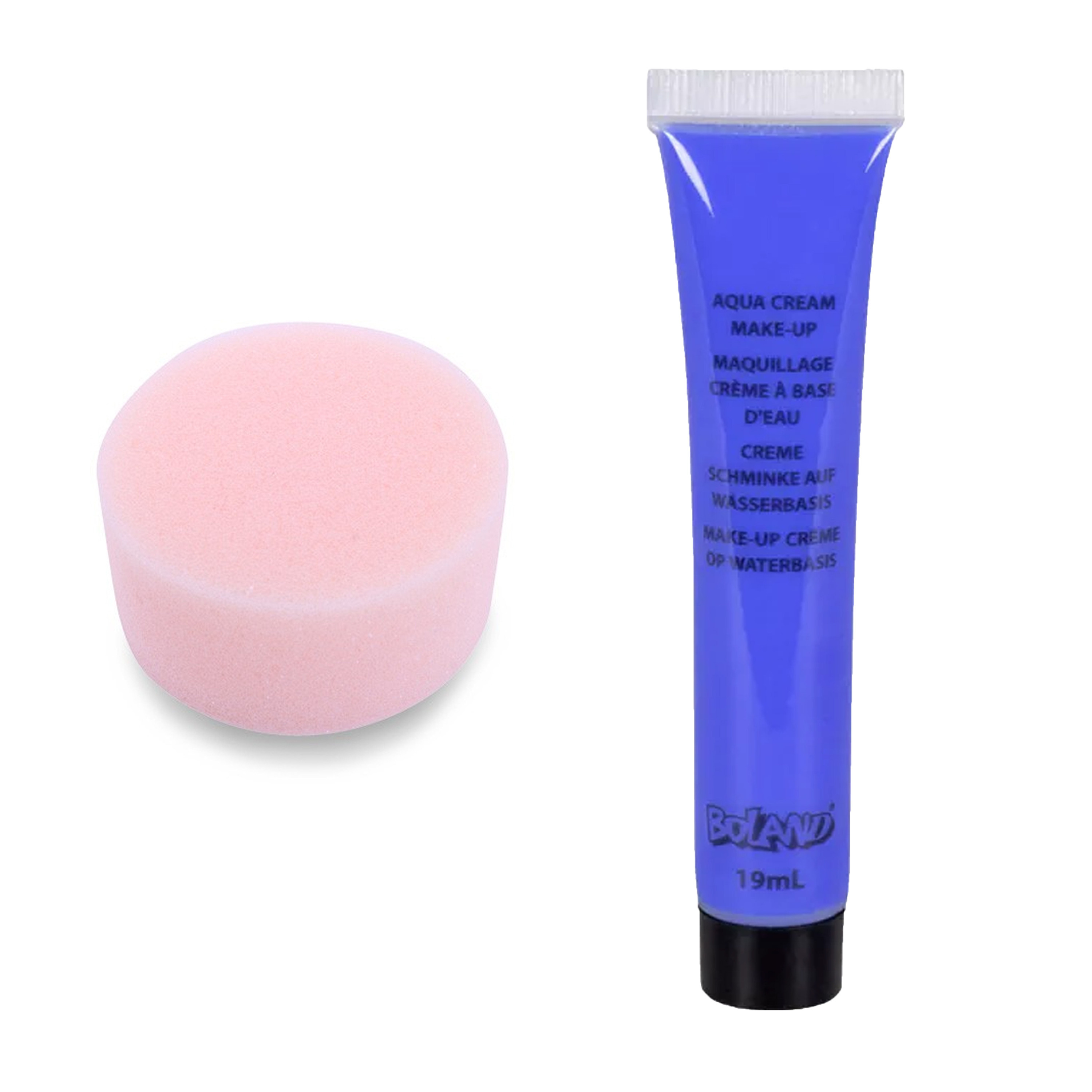 Carnaval schmink - Blauw - met grimeer sponsje - Gezicht/lichaam - 19 ml - kind/volwassenen -
