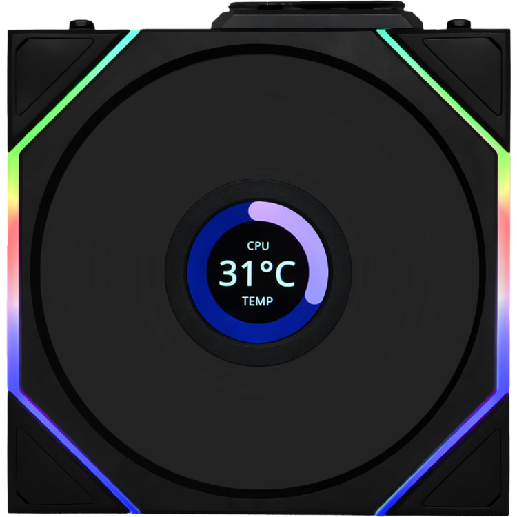 Lian Li UNI FAN TL120 LCD Reverse Blade Wireless Single Pack case fan 4-pin PWM + 1x 9-pin USB