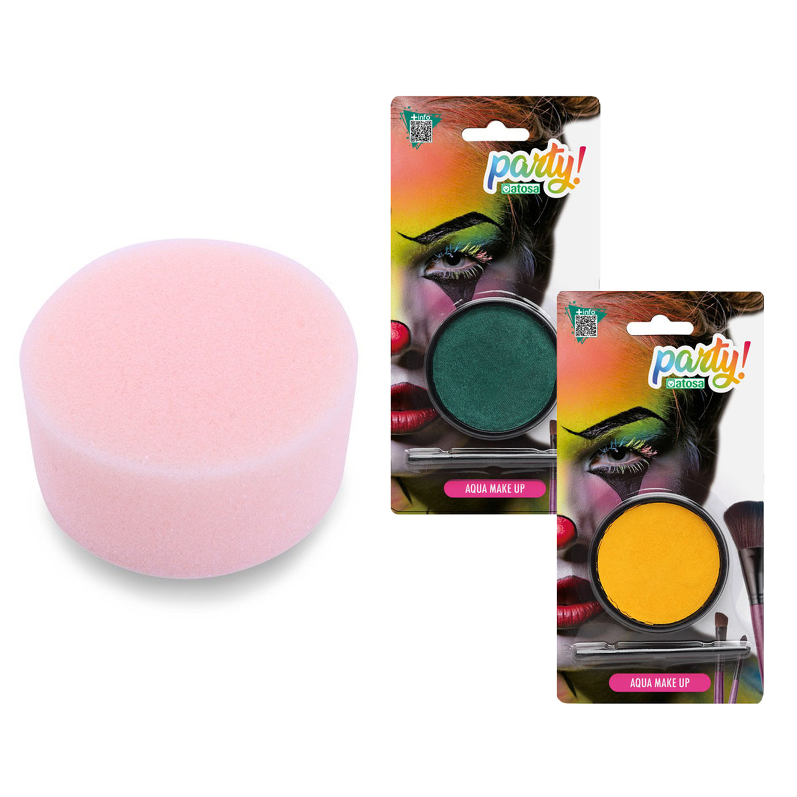 Carnaval schmink - Geel/groen - met kwast en sponsje - Gezicht/lichaam - 12 ml - kind/volwassenen -
