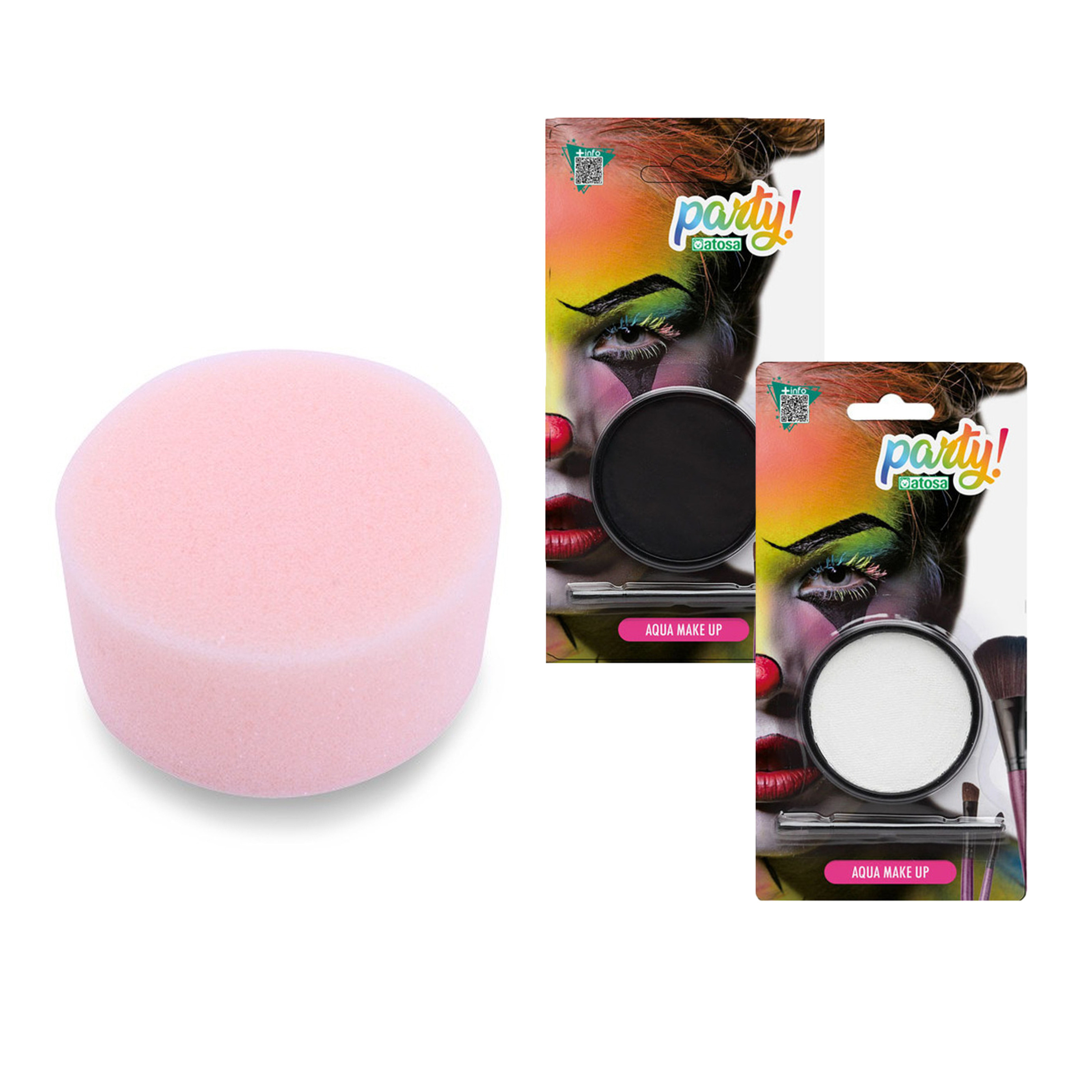 Carnaval schmink - zwart/wit - met kwast en sponsje - Gezicht/lichaam - 12 ml - kind/volwassenen -