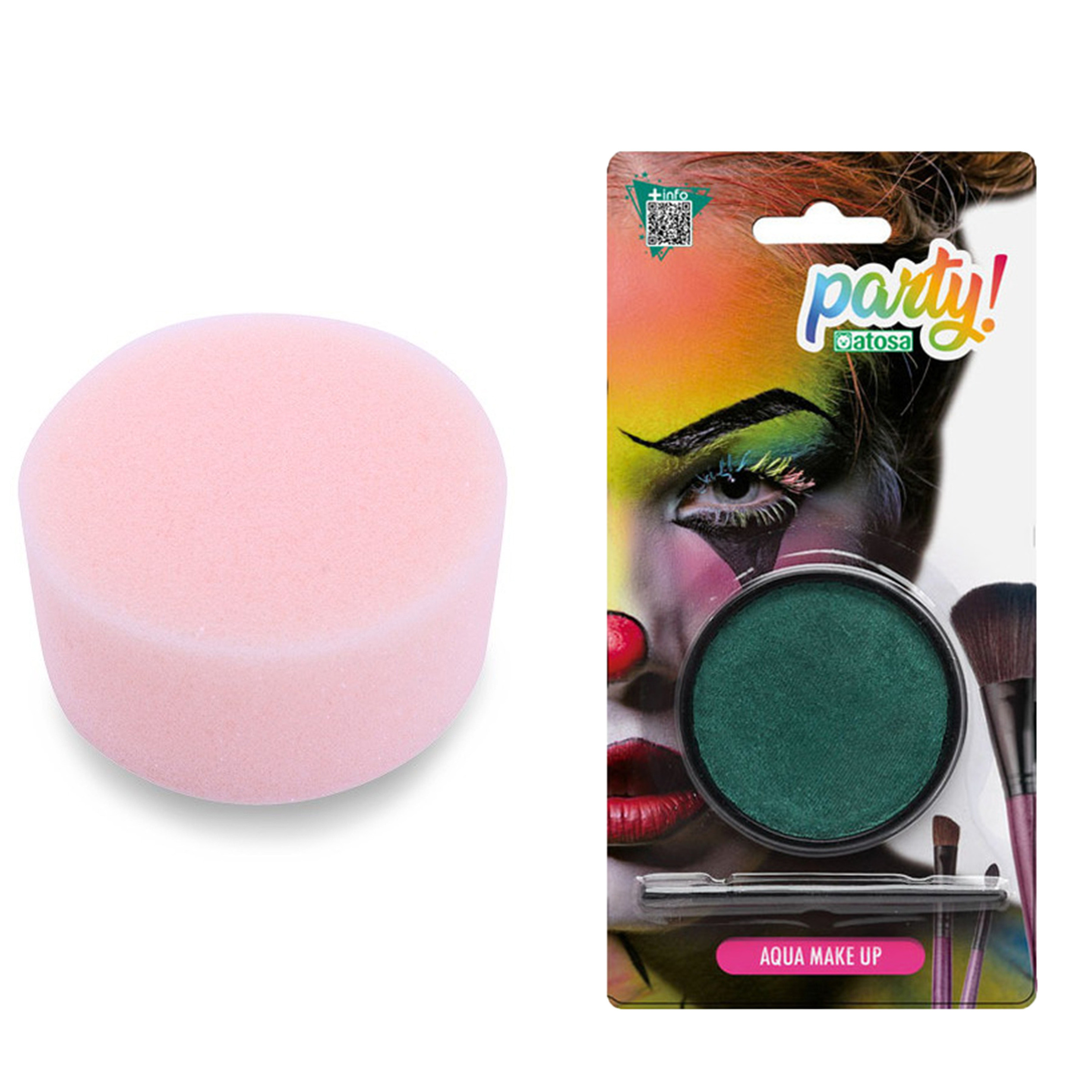 Carnaval schmink - Groen - met kwast en sponsje - Gezicht/lichaam - 12 ml - kind/volwassenen -