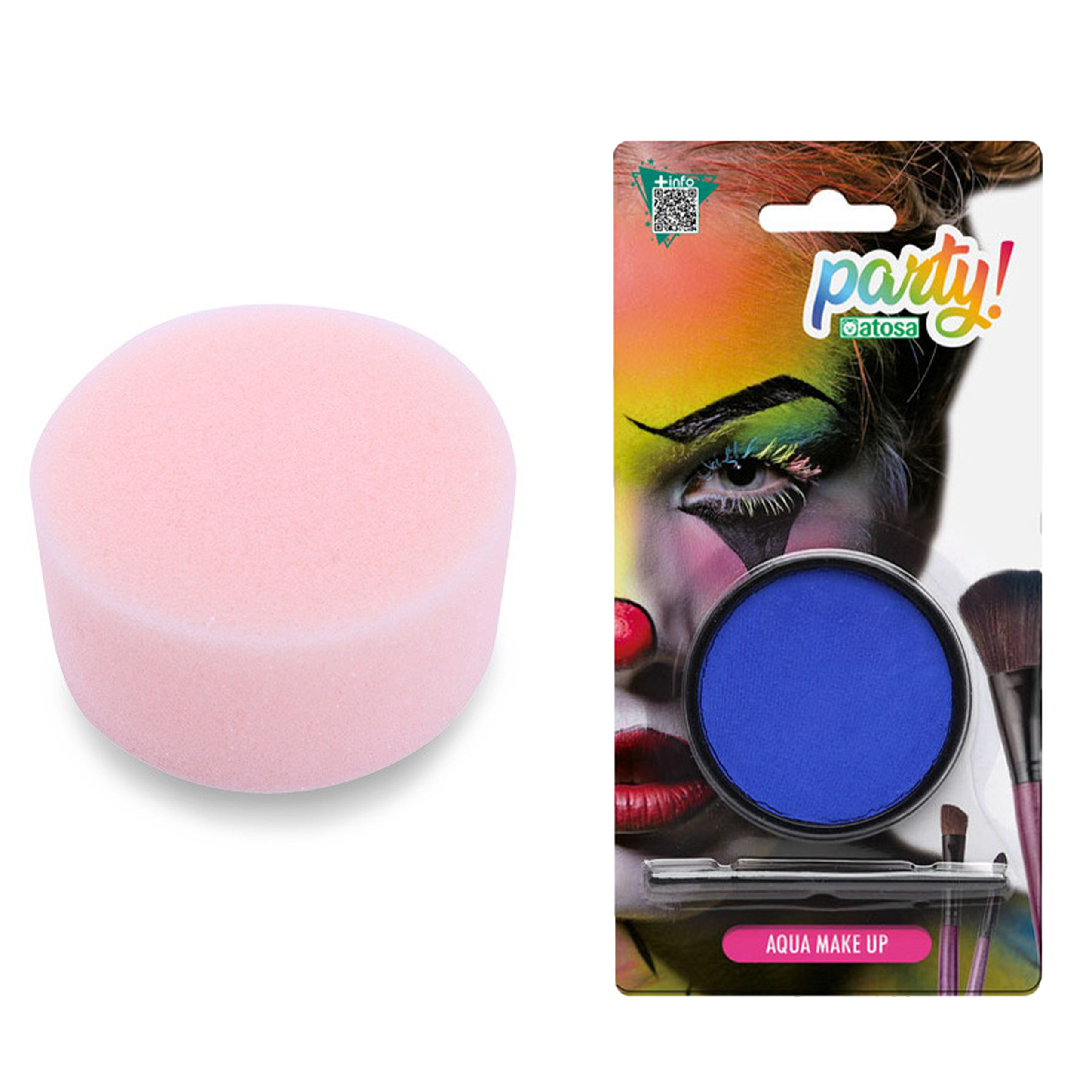 Carnaval schmink - Blauw - met kwast en sponsje - Gezicht/lichaam - 12 ml - kind/volwassenen -
