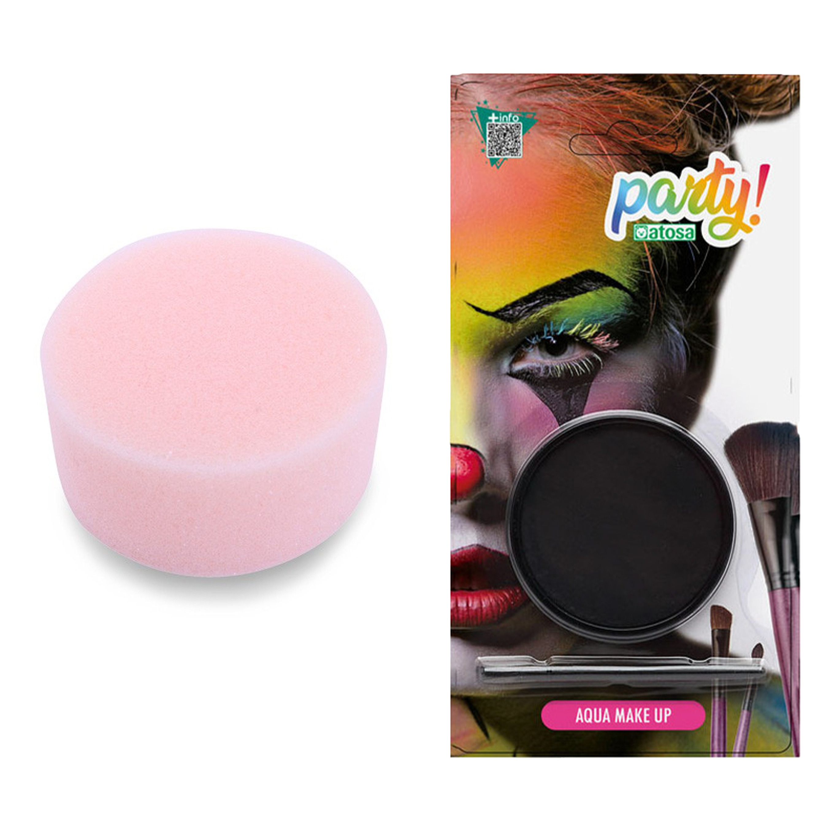 Carnaval schmink - Zwart - met kwast en sponsje - Gezicht/lichaam - 12 ml - kind/volwassenen -