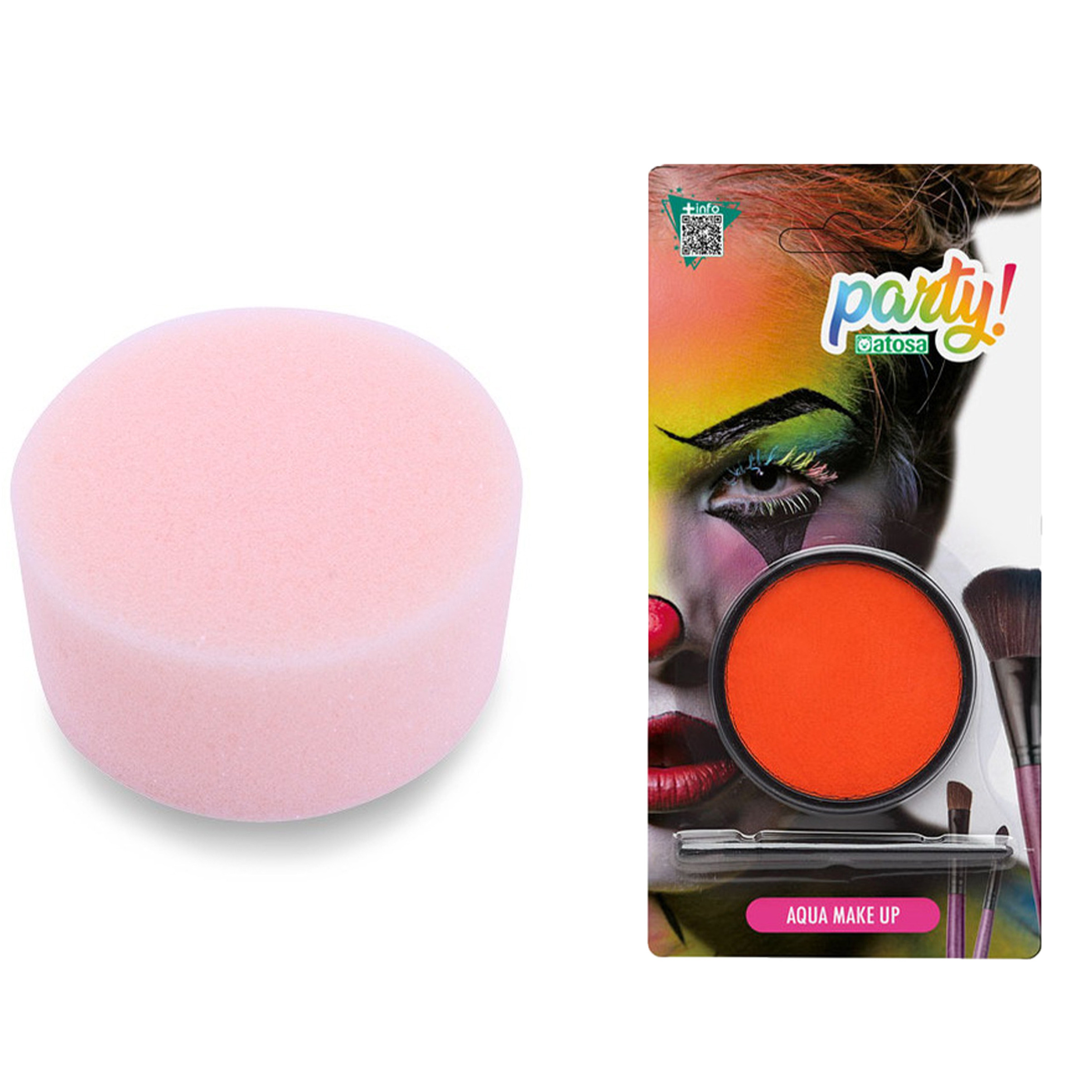 Carnaval schmink - Oranje - met kwast en sponsje - Gezicht/lichaam - 12 ml - kind/volwassenen -
