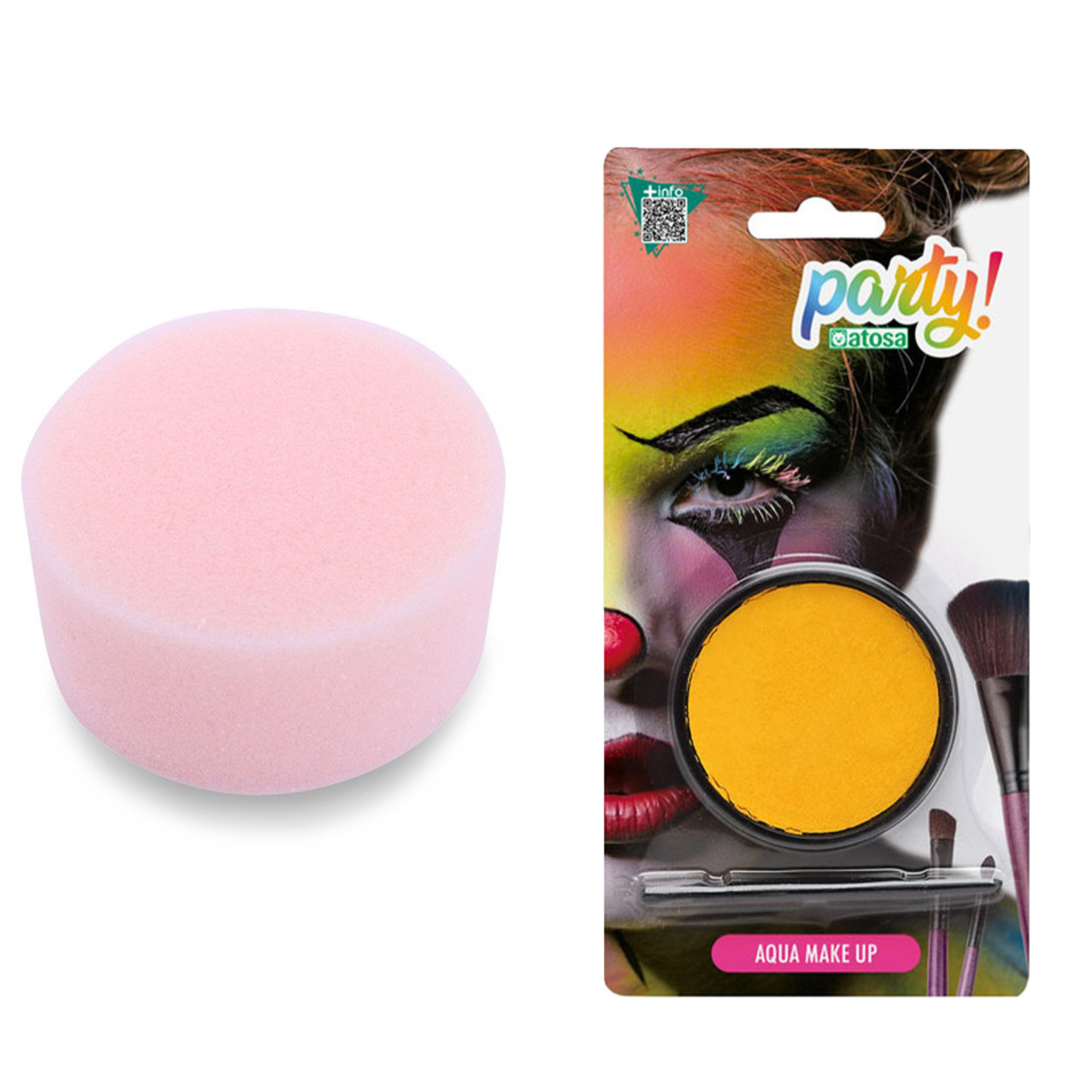 Carnaval schmink - Geel - met kwast en sponsje - Gezicht/lichaam - 12 ml - kind/volwassenen -