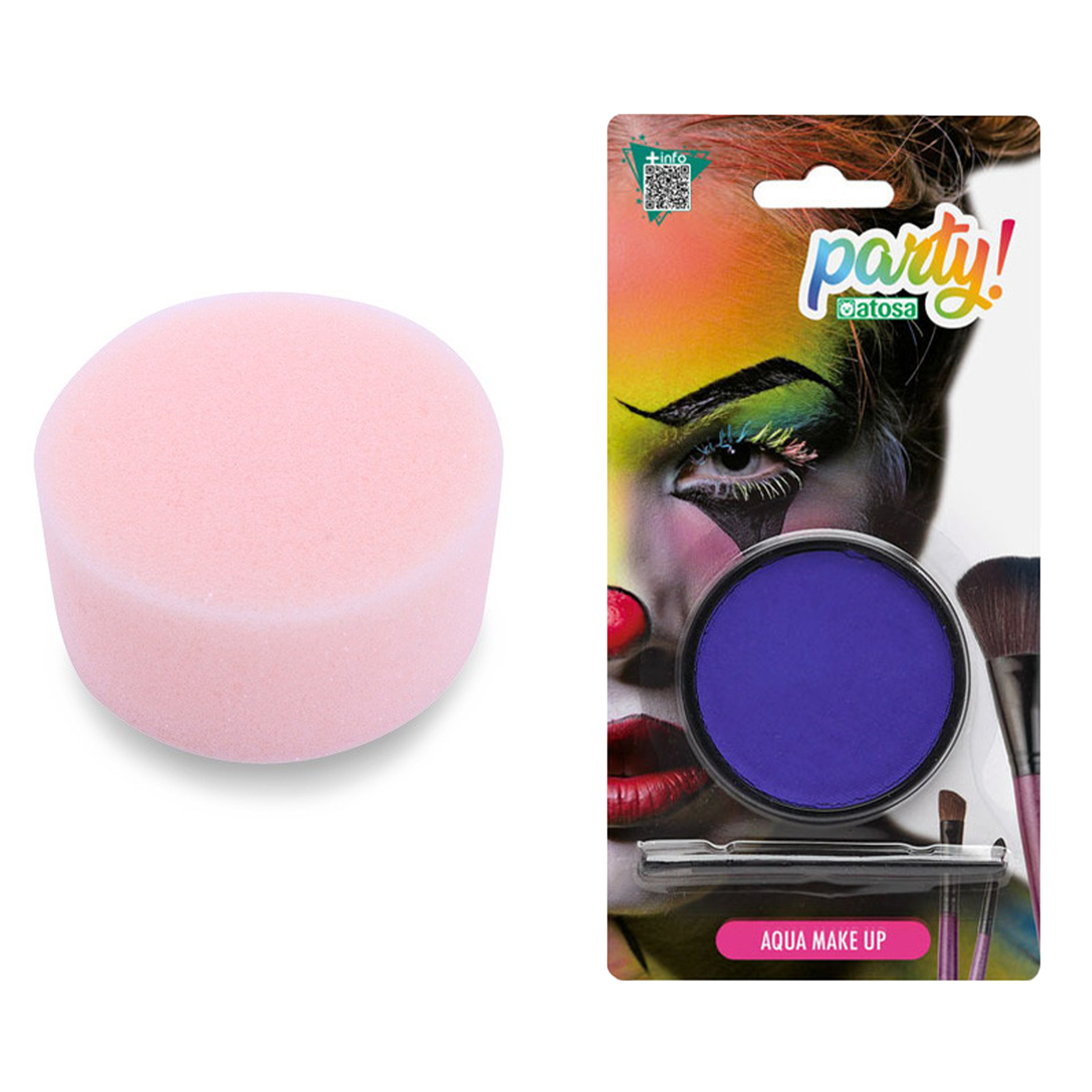 Carnaval schmink - Paars - met kwast en sponsje - Gezicht/lichaam - 12 ml - kind/volwassenen -