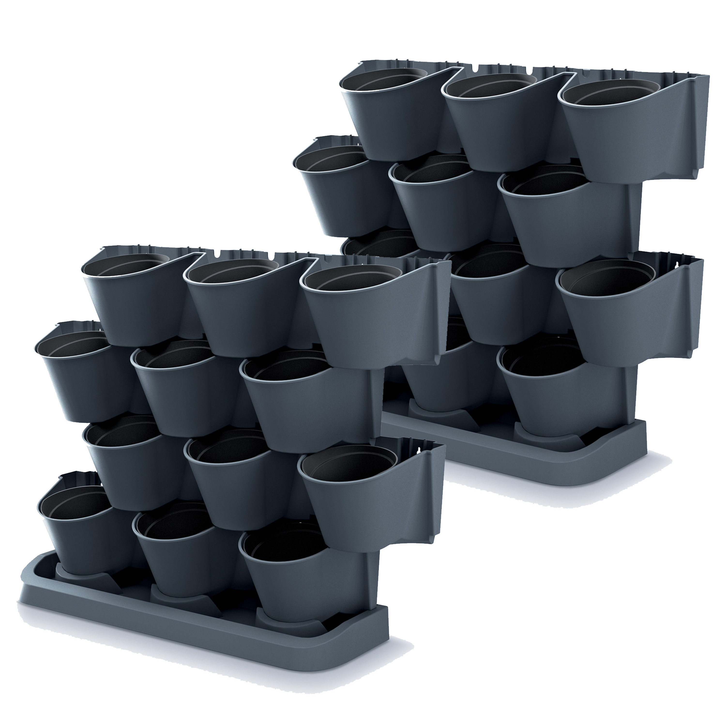 Prosperplast Verticale tuin - 2x - modulair - staand - antraciet - 67 cm -