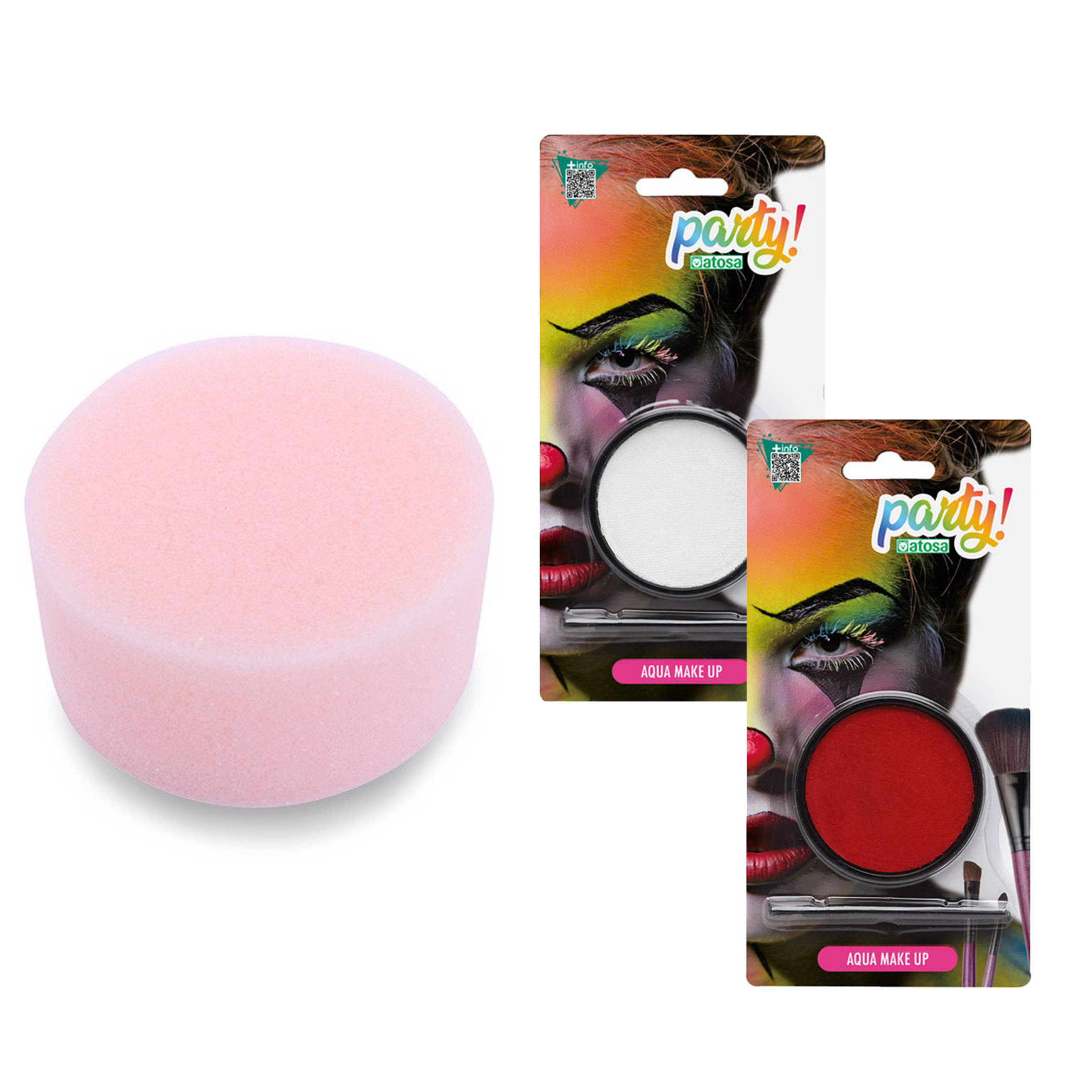 Carnaval schmink - rood/wit - met kwast en sponsje - Gezicht/lichaam - 12 ml - kind/volwassenen -