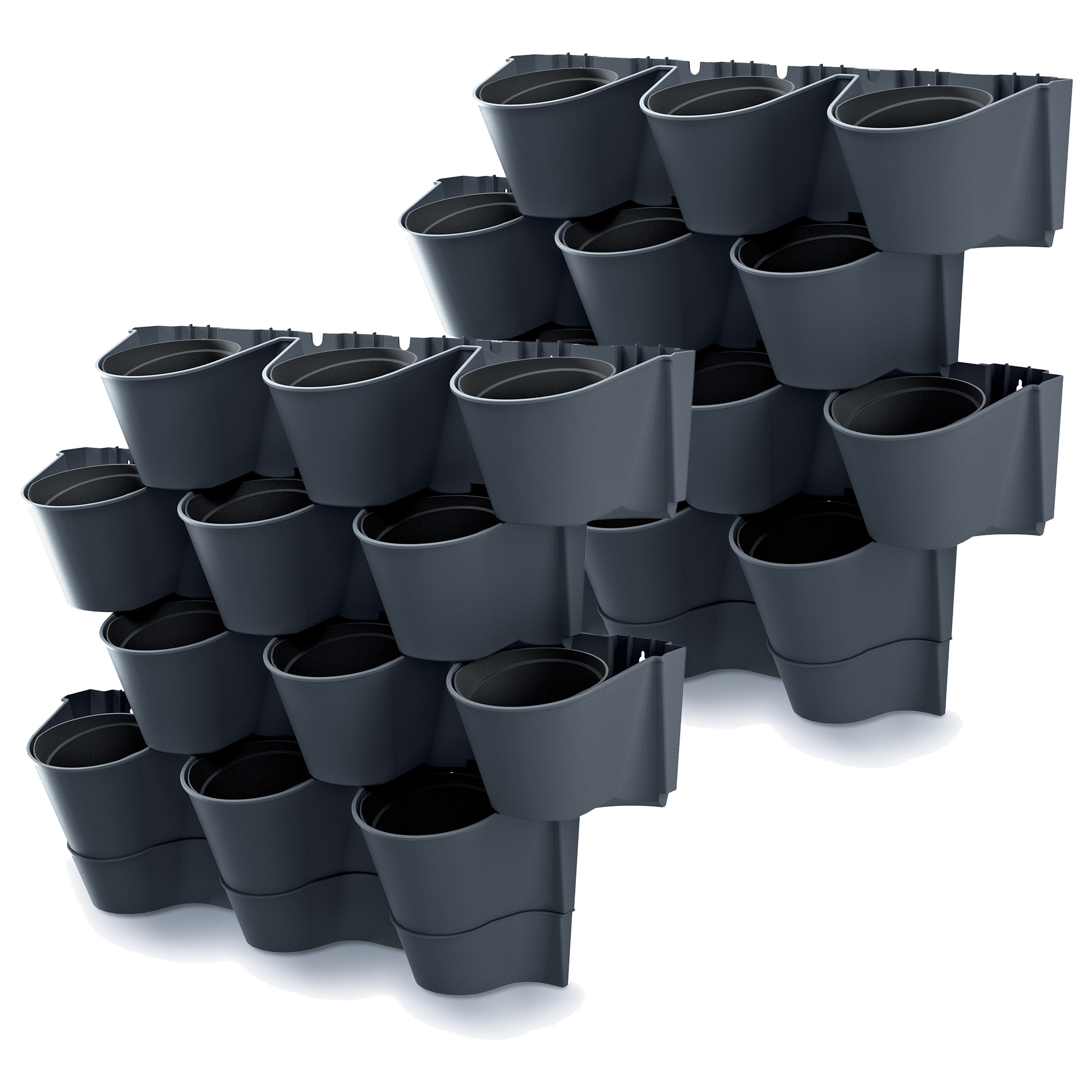 Prosperplast Plantenpotten - 2x - modulair - antraciet - L67 x B18 x H57cm -