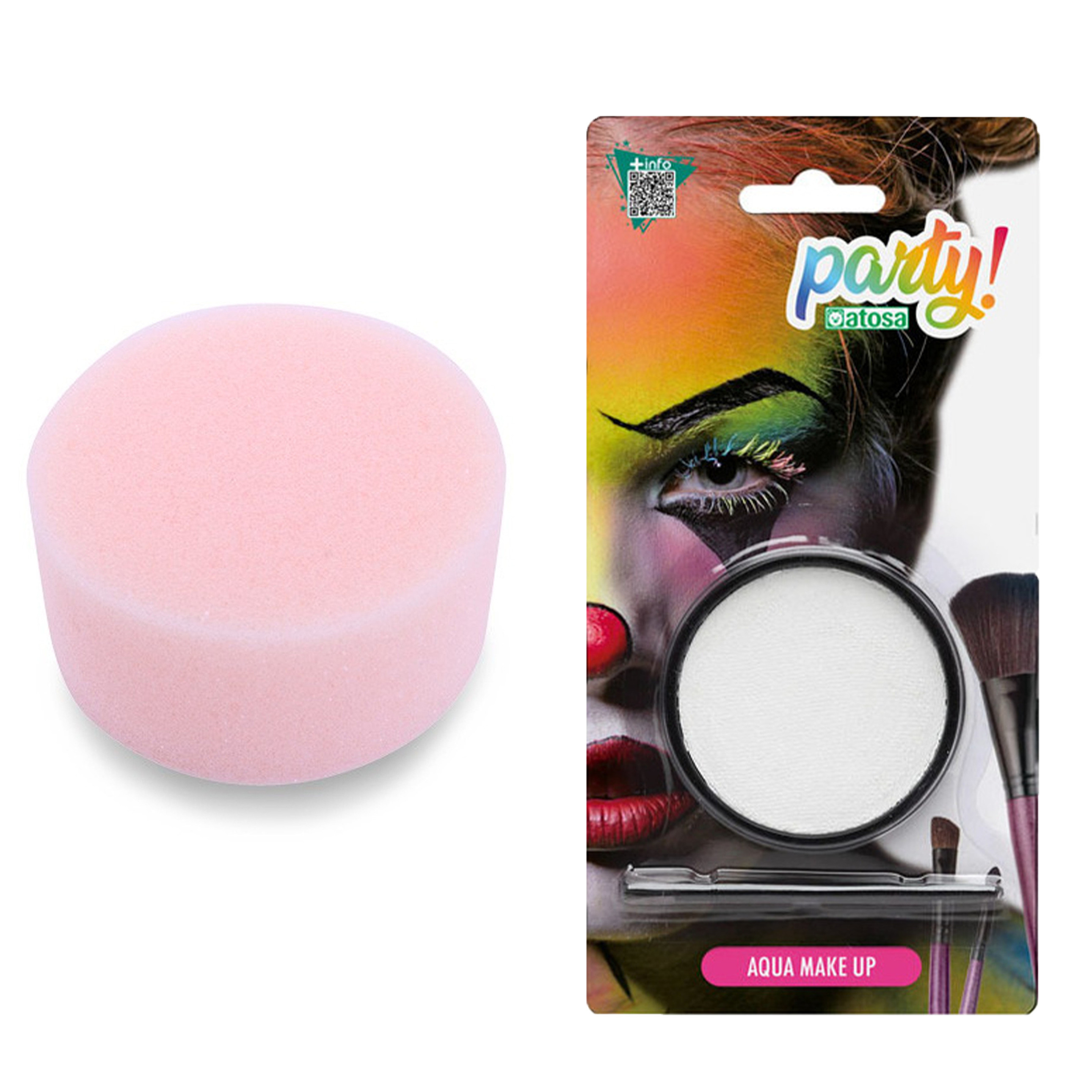 Carnaval schmink - Wit - met kwast en sponsje - Gezicht/lichaam - 12 ml - kind/volwassenen -