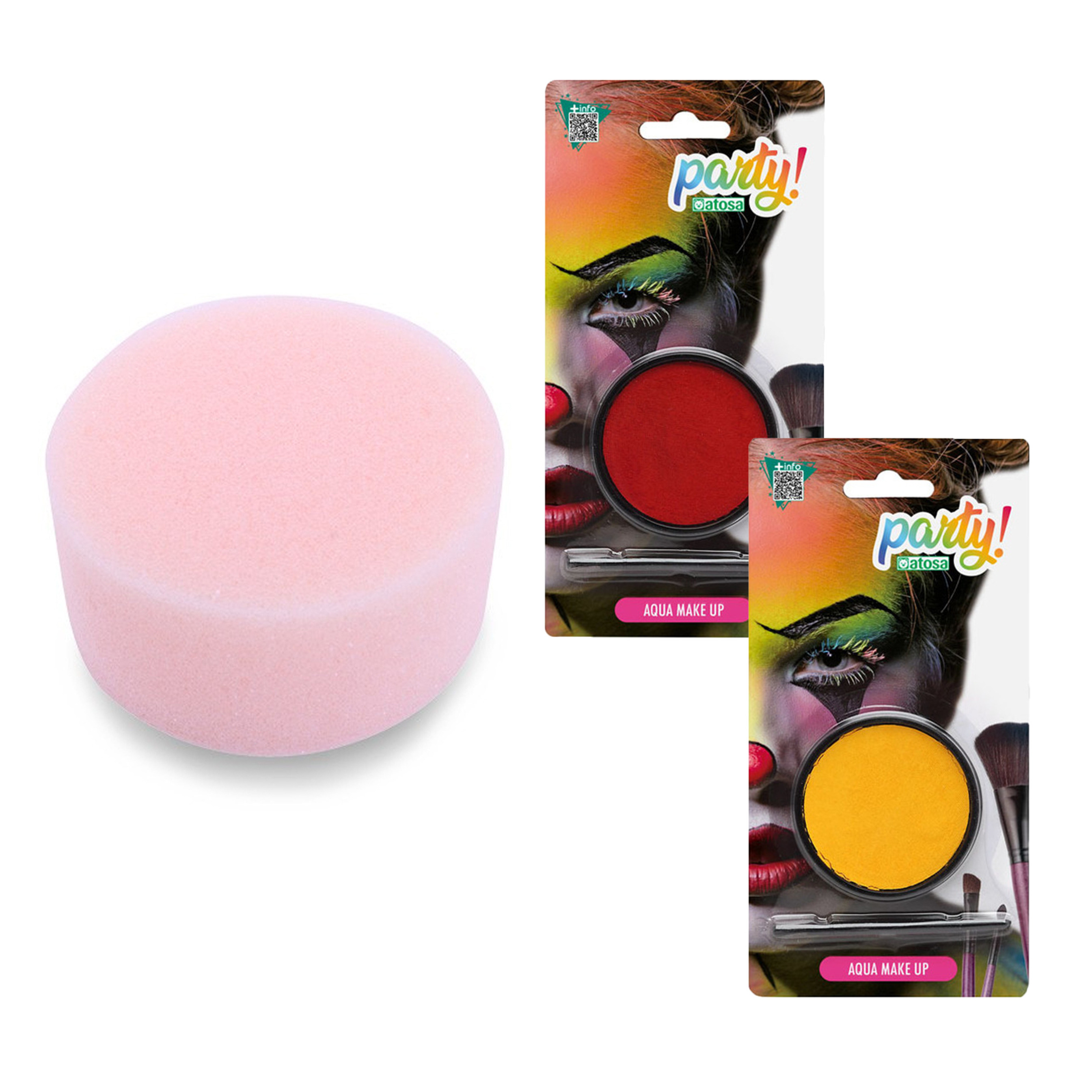 Carnaval schmink - Geel/rood - met kwast en sponsje - Gezicht/lichaam - 12 ml - kind/volwassenen -