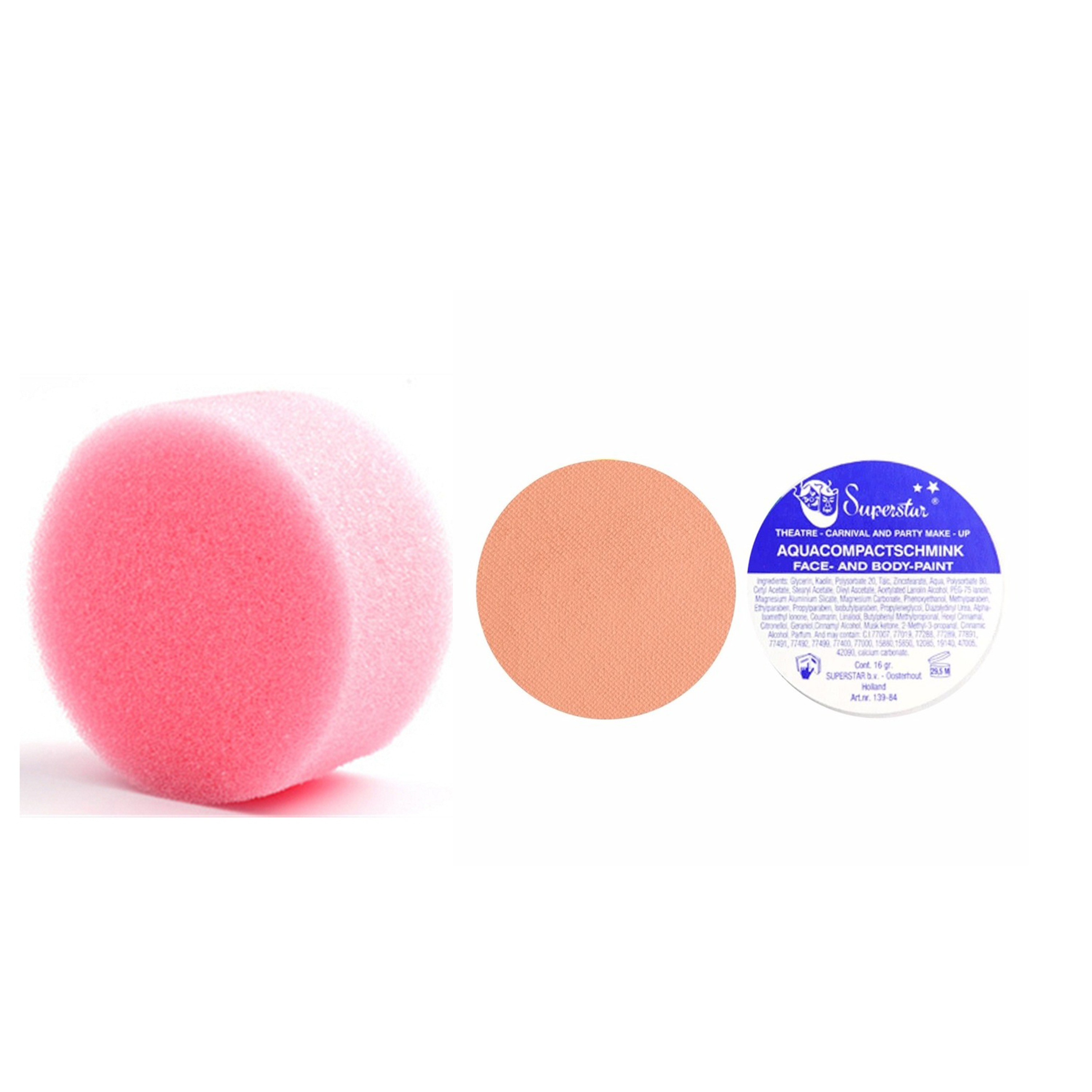 Carnaval schmink met sponsje - beige - gezicht/lichaam - 16 ml - kind/volwassenen -
