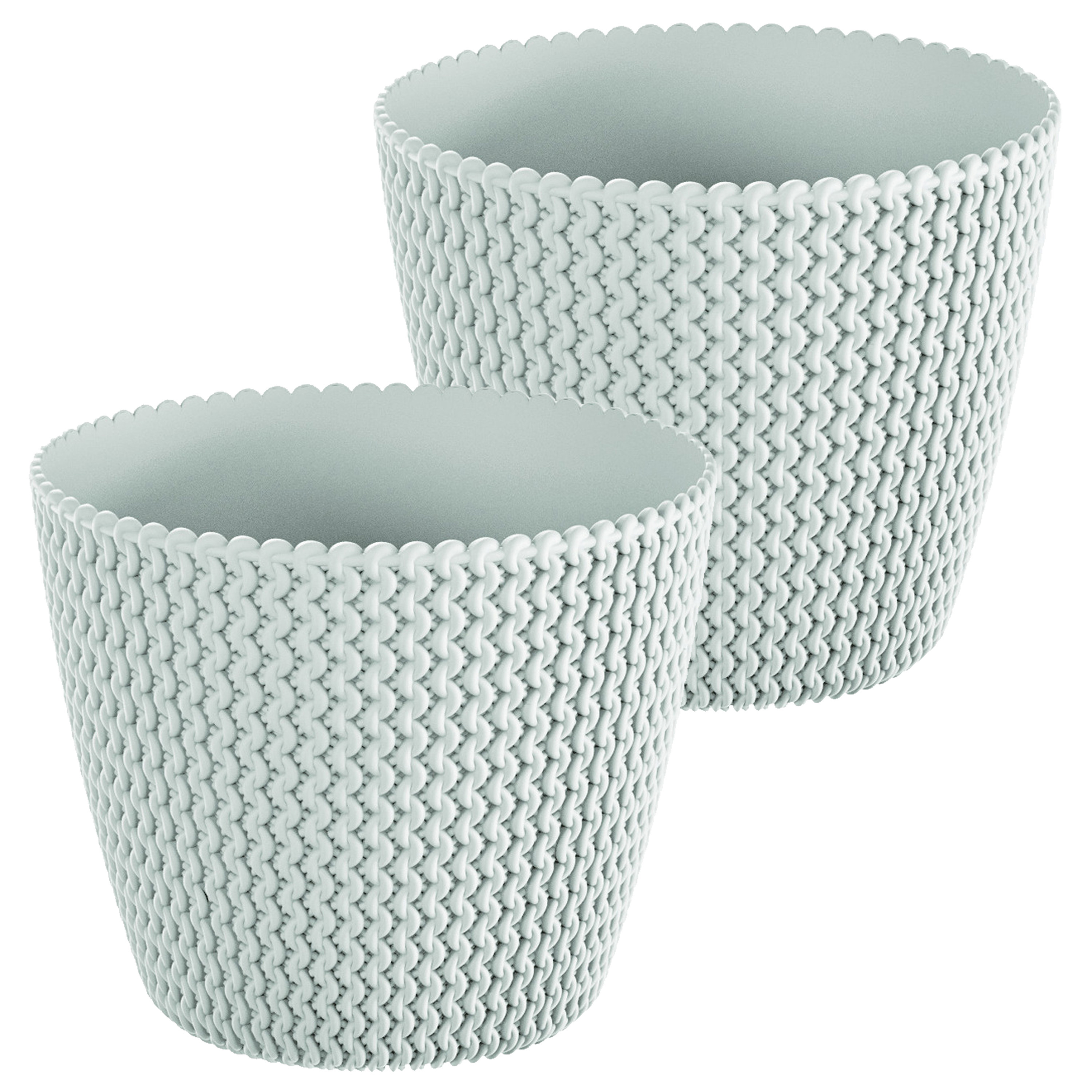 Prosperplast Bloempot/plantenpot Splofy - 2x - wit - voor buiten - D40 x H33 cm - kunststof -