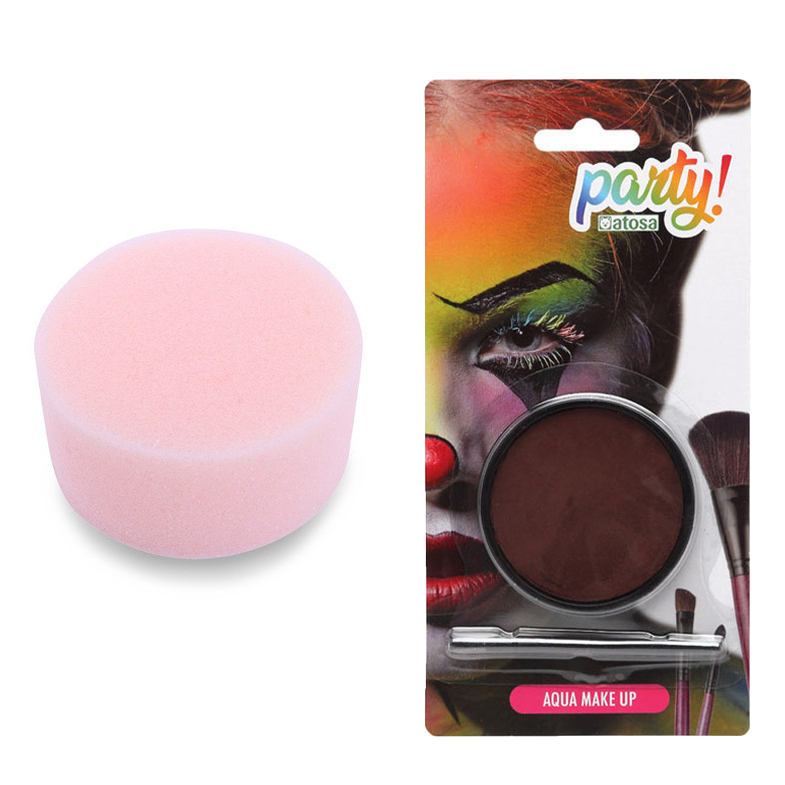 Carnaval schmink - Bruin - met kwast en sponsje - Gezicht/lichaam - 12 ml - kind/volwassenen -