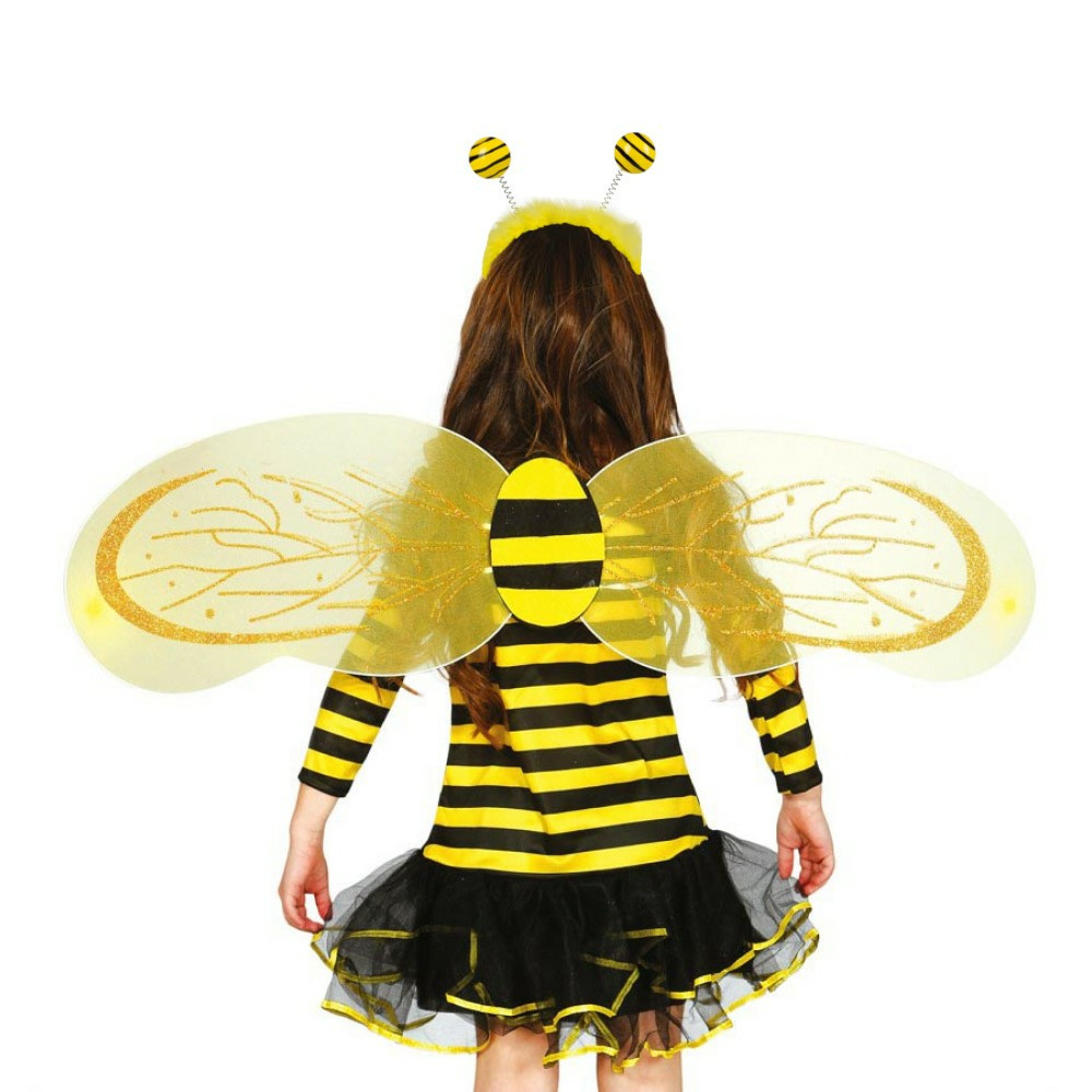 Bijtje/bijen verkleed set - vleugels en diadeem - geel - Meisjes - carnaval verkleed accessoires -