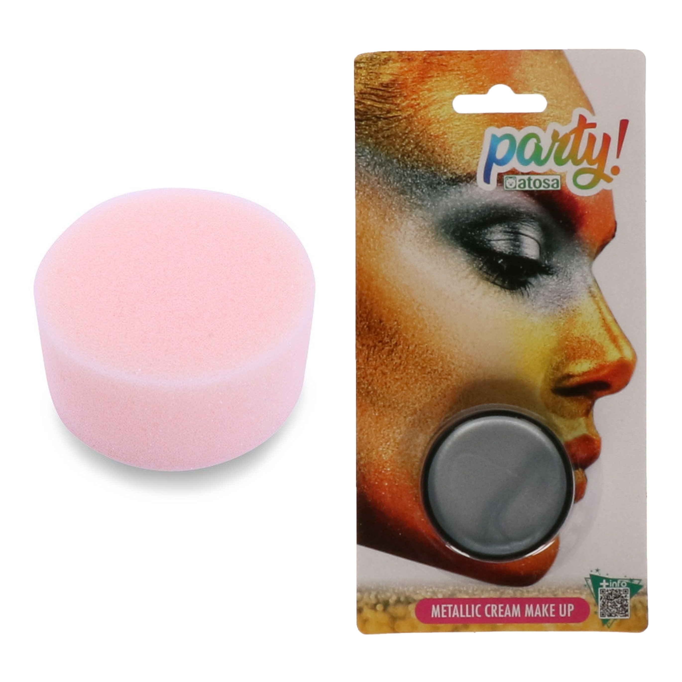 Carnaval schmink - Zilver - met kwast en sponsje - Gezicht/lichaam - 7 ml - kind/volwassenen -
