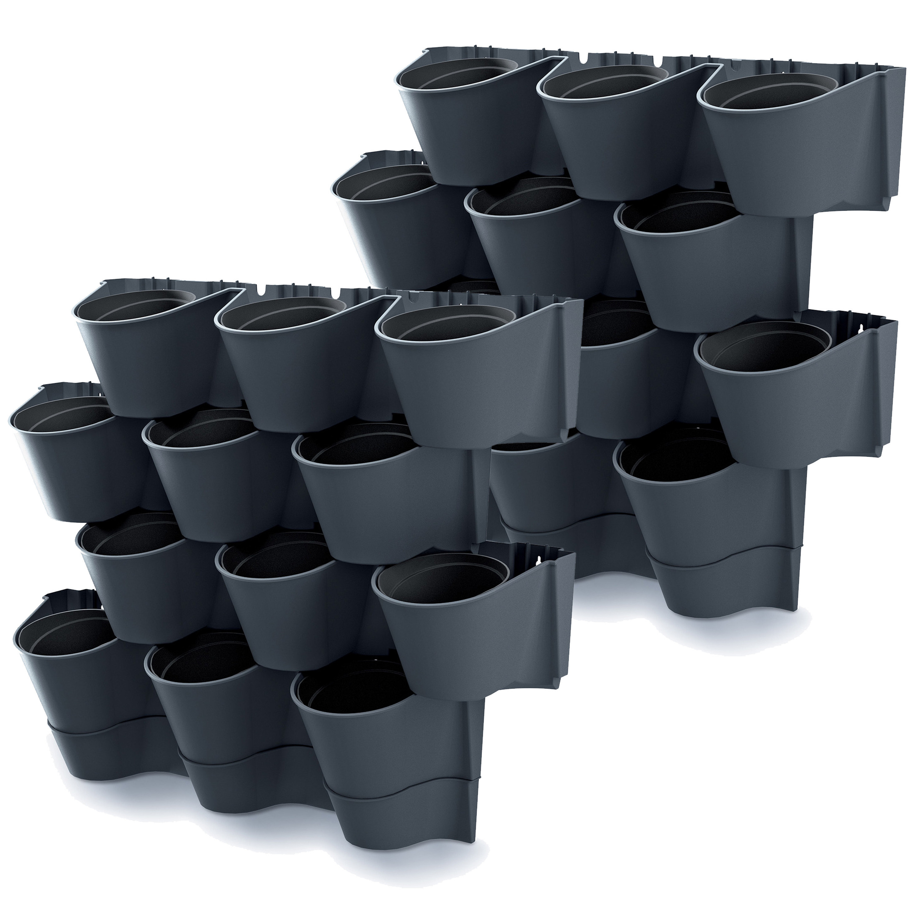 Prosperplast Plantenpotten - 4x - modulair - antraciet - L67 x B18 x H57cm -