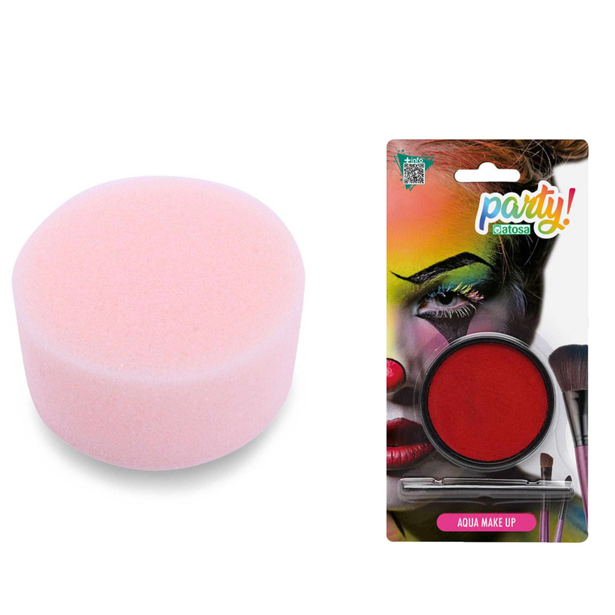Carnaval schmink - Rood - met kwast en sponsje - Gezicht/lichaam - 12 ml - kind/volwassenen -