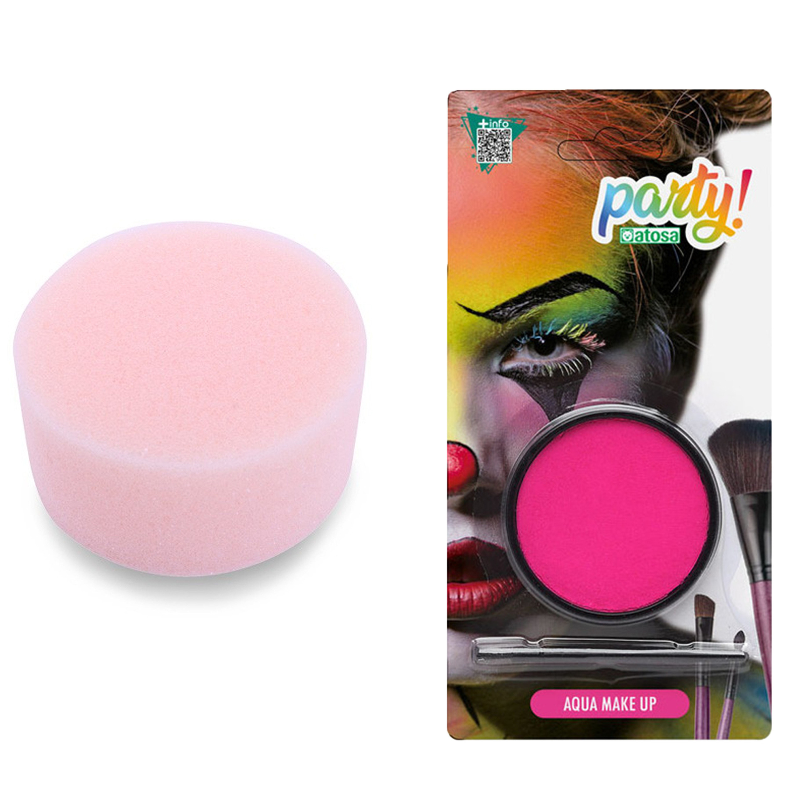 Carnaval schmink - Roze - met kwast en sponsje - Gezicht/lichaam - 12 ml - kind/volwassenen -