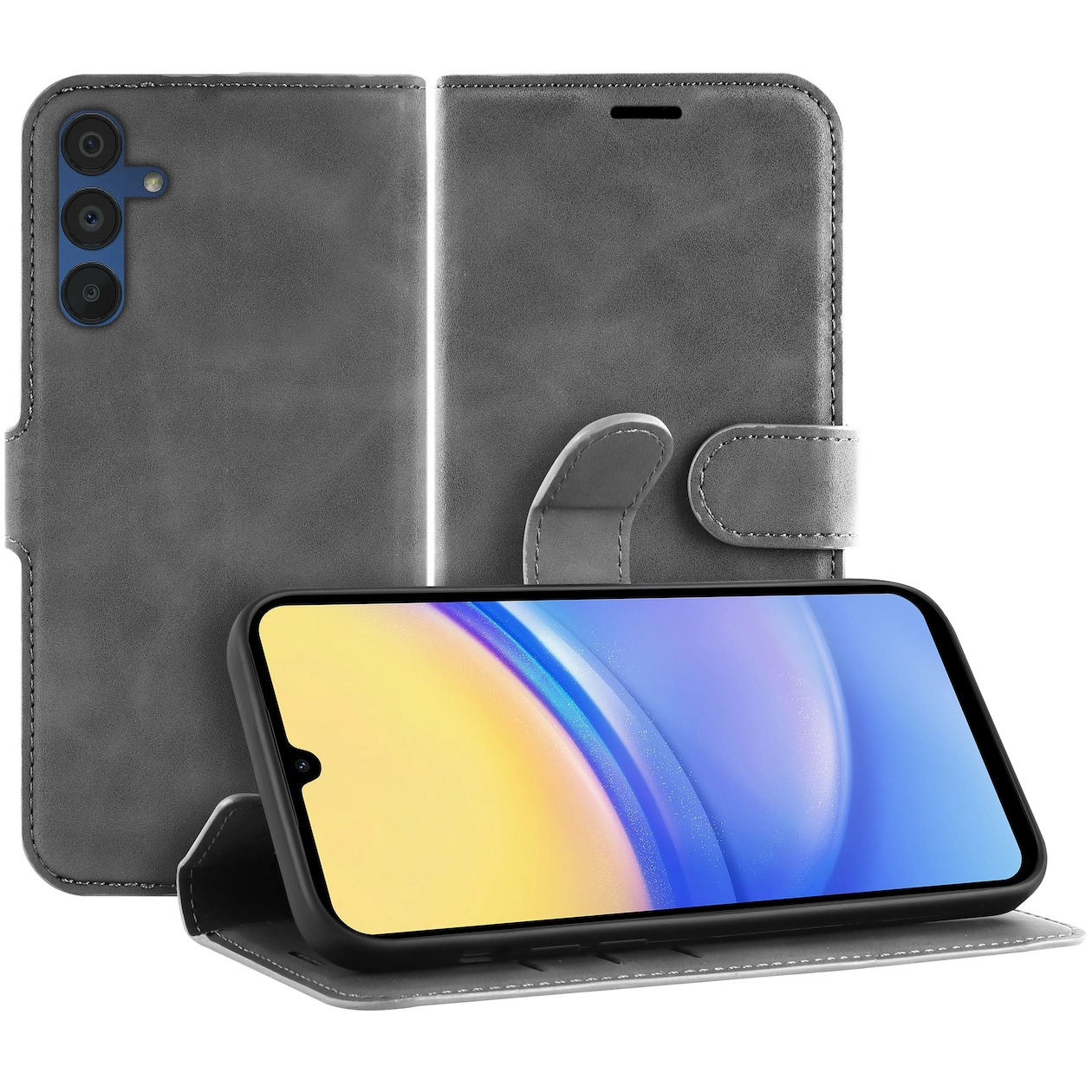 Just in Case Premium Wallet Case voor Samsung A15 4G/5G Telefoonhoesje Grijs