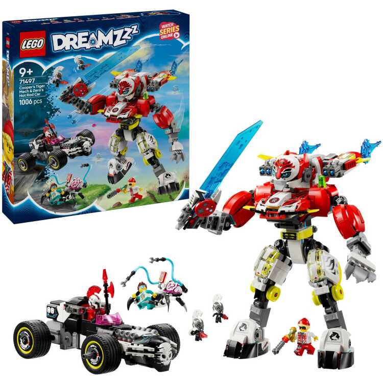 LEGO DREAMZzz - Coopers tijgermecha en Zero's hot rod auto constructiespeelgoed 71497