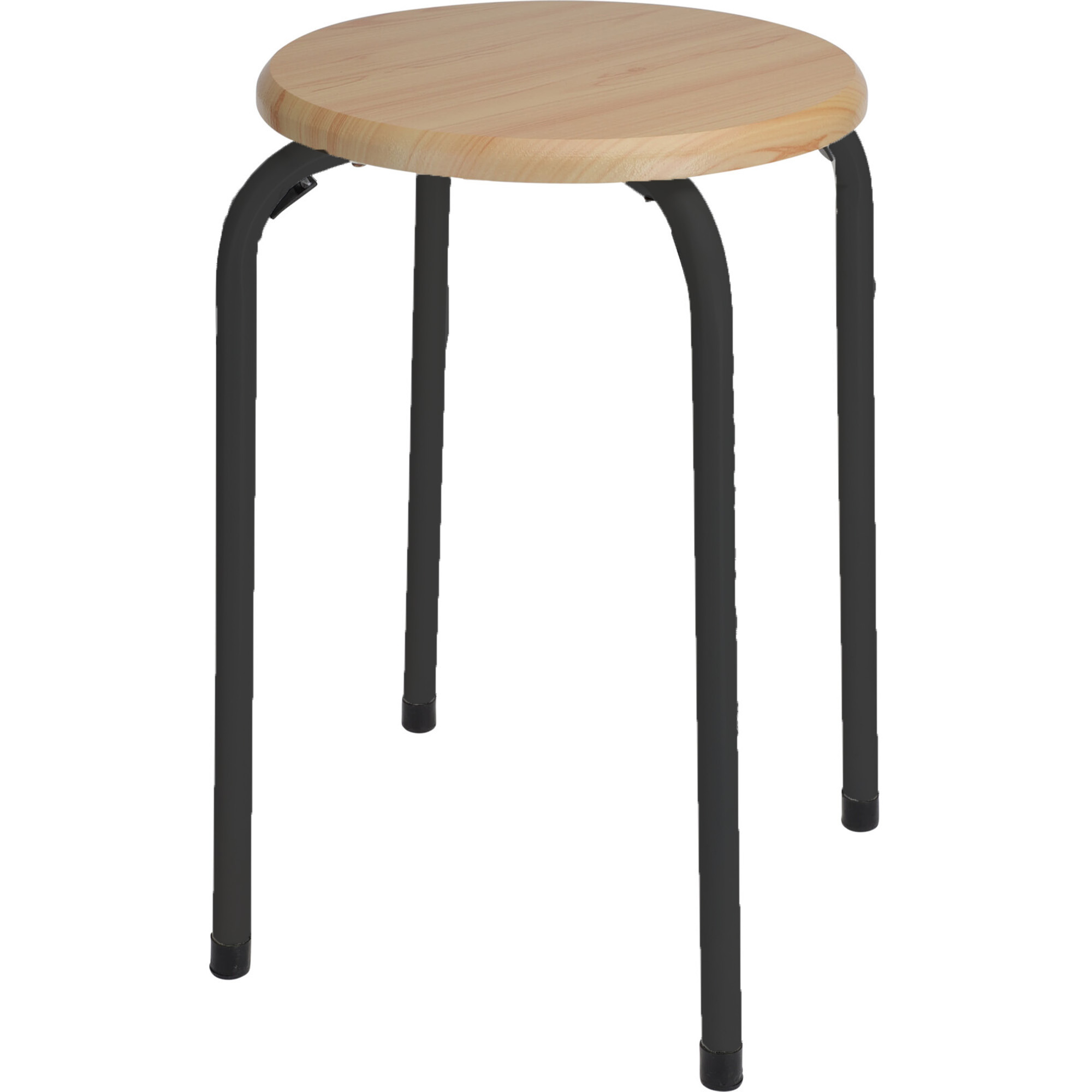 Bijzet krukje/zit krukje Maurits - metaal/hout - zwart - D37 x H45 cm -