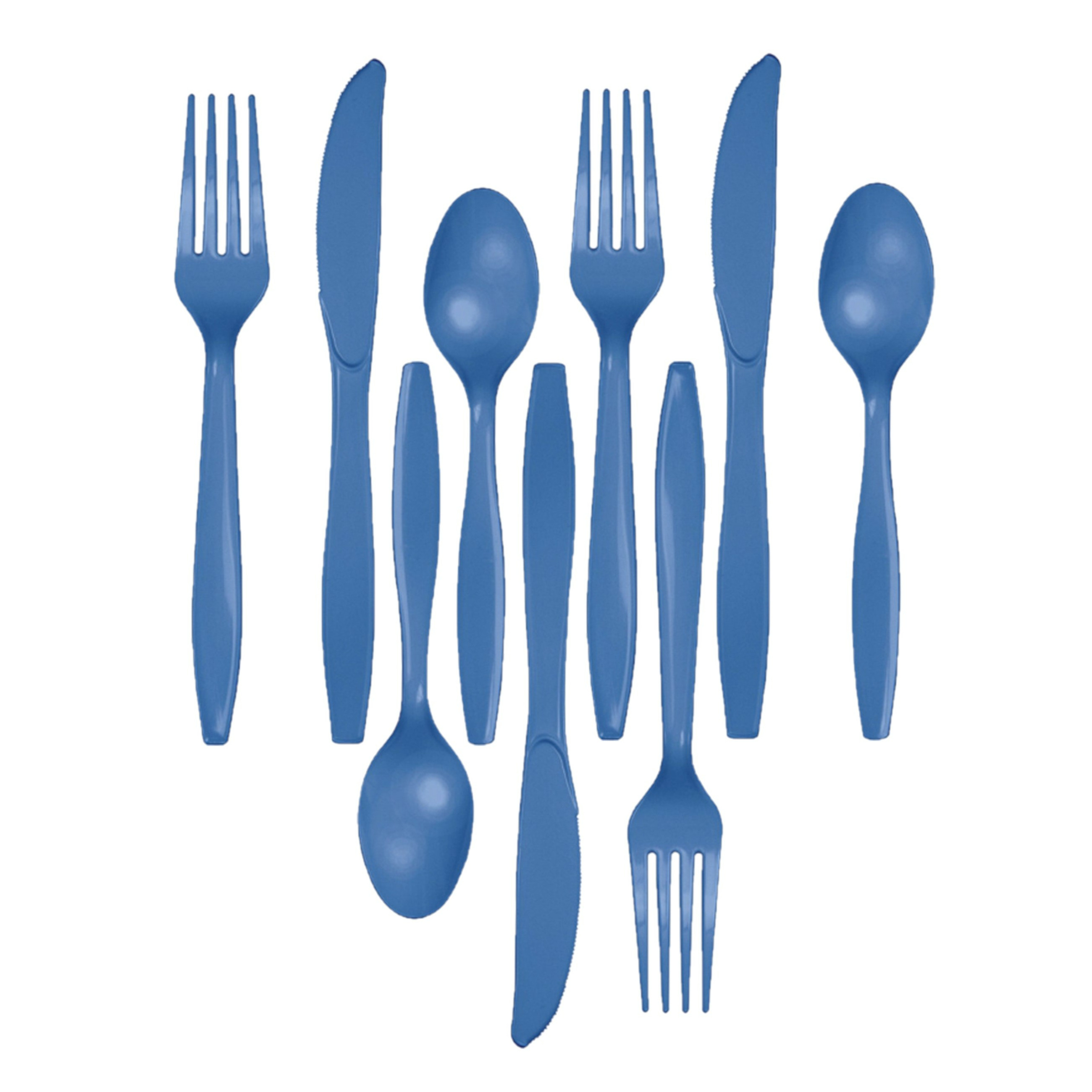 Kunststof bestek party/bbq setje - 72x delig - blauw - messen/vorken/lepels - herbruikbaar -