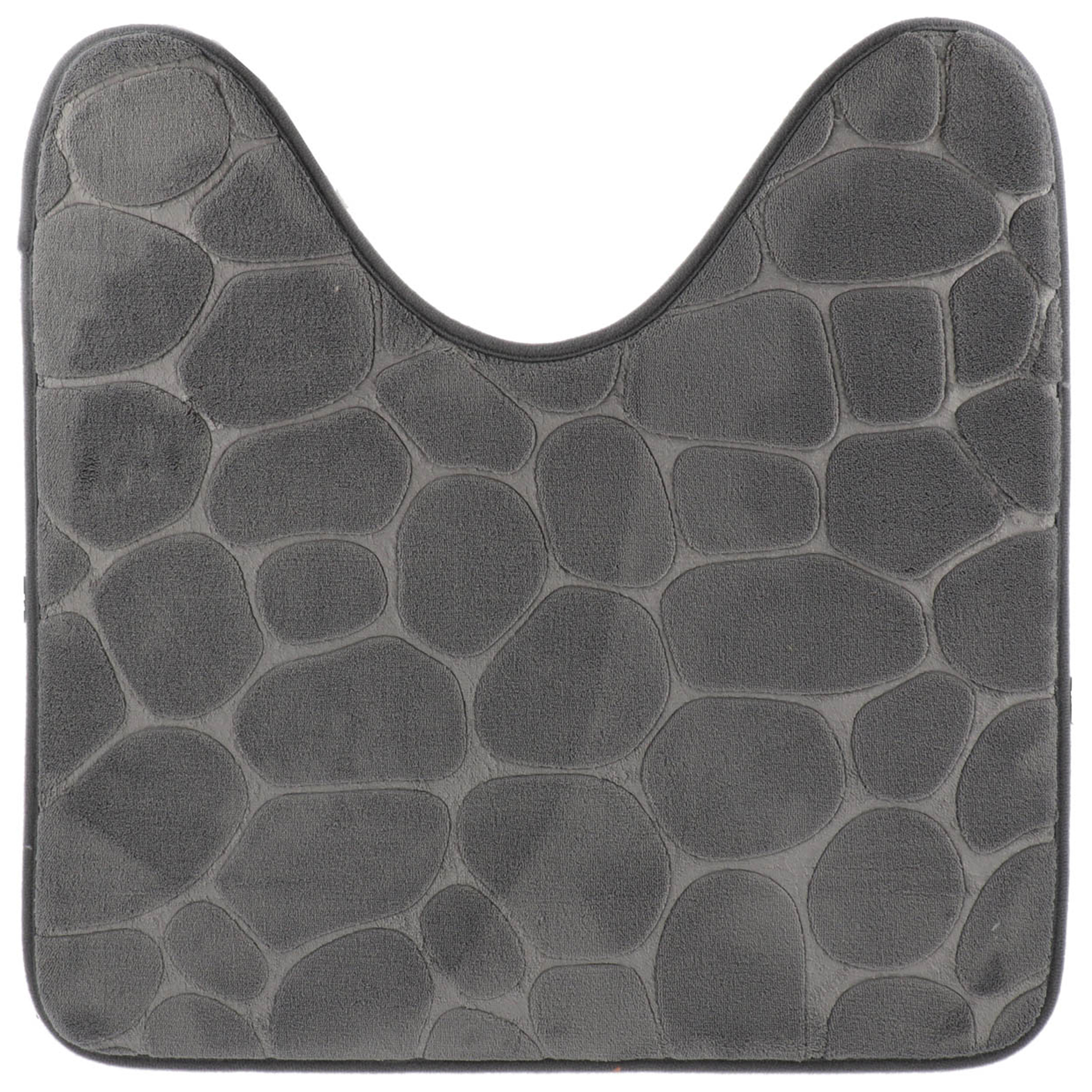Tendance Toiletmat/wc mat Pebble - microfiber - Memory Foam - donkergrijs - 45 x 50 cm - badkamer ma -