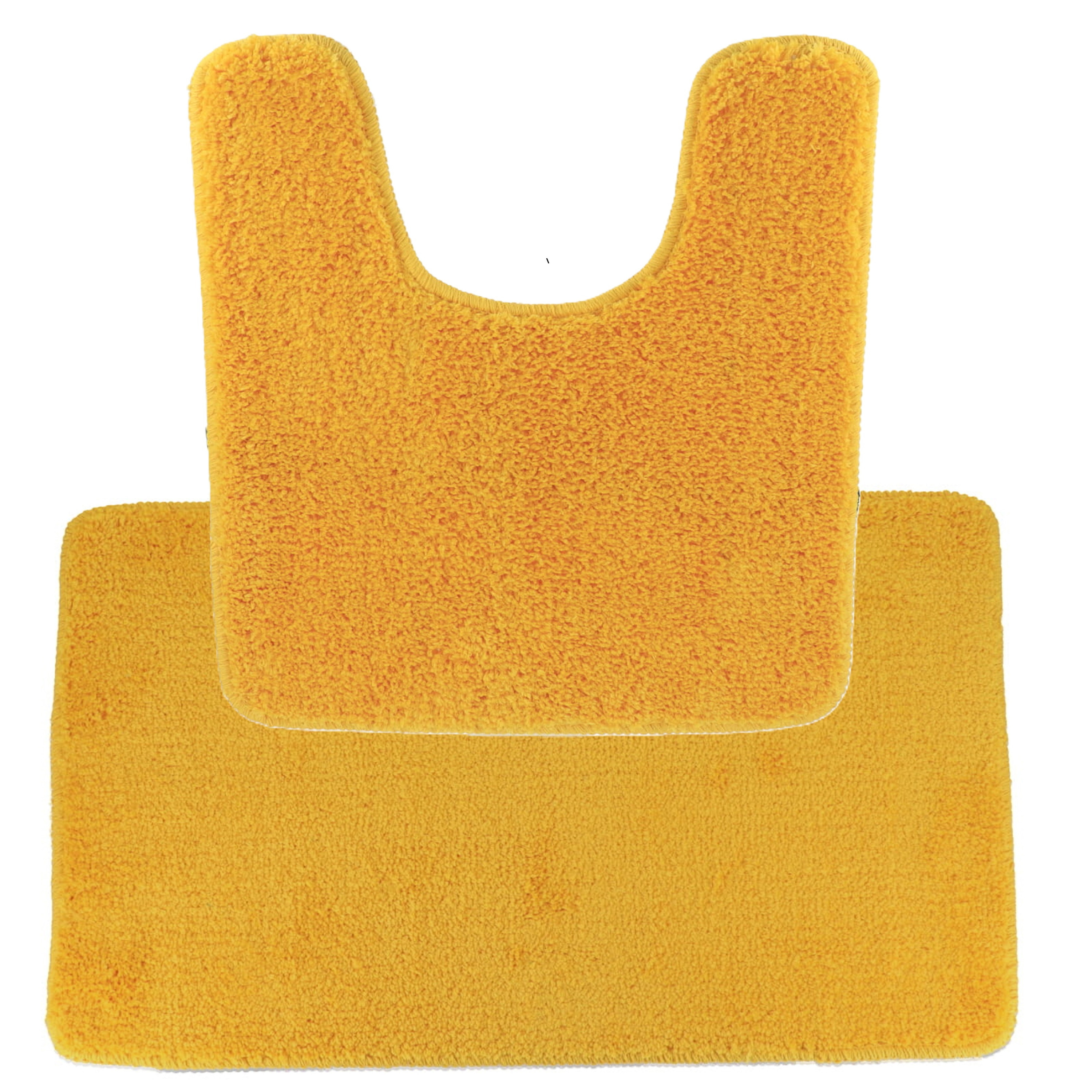Tendance Badkamer Matten set Aquarius - okergeel - toilet en bad mat - hoogpolig - microfiber -