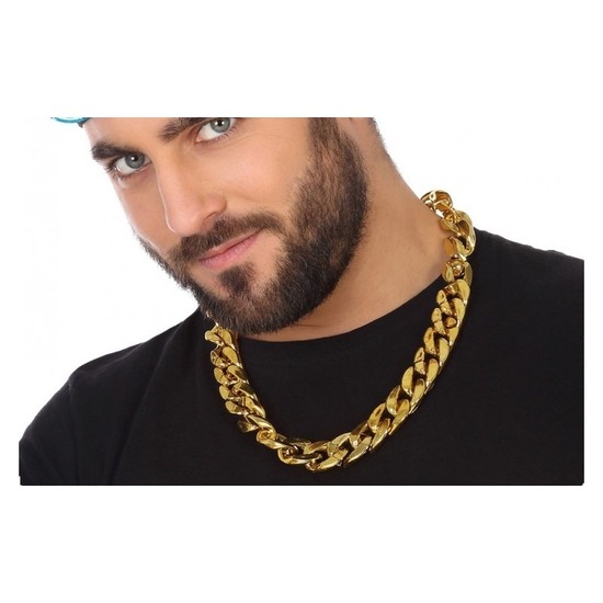 Gouden schakelketting hiphop / rapper verkleed accessoire -