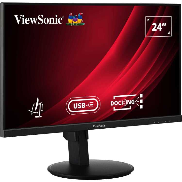 ViewSonic VG2409U-2 Ergonomische Docking Monitor ledmonitor 1x HDMI, 1x DisplayPort, 1x DisplayPort-out, USB-C, USB-A, USB-B,100 Hz