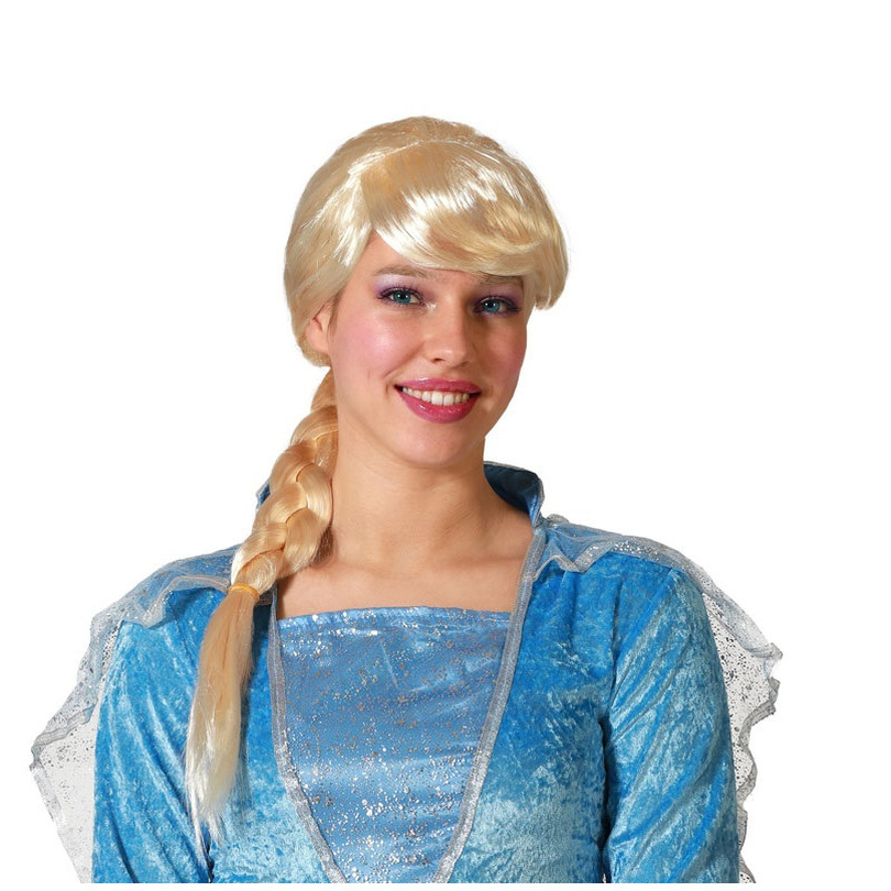 Verkleedpruik Dames - Blond - Met lange vlecht/staart - lang haar - Beroemdheid - Prinses Elsa -