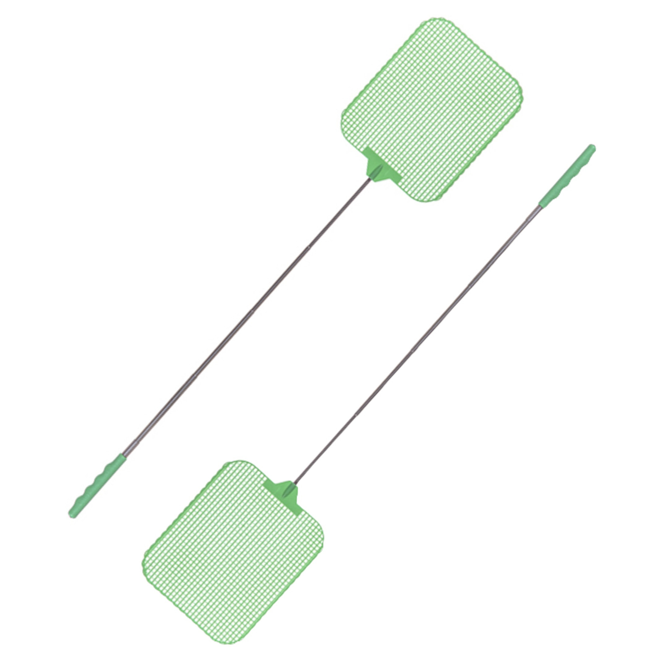 CM Vliegenmepper compact - 2x - uitschuifbaar - 35/77 cm - groen -