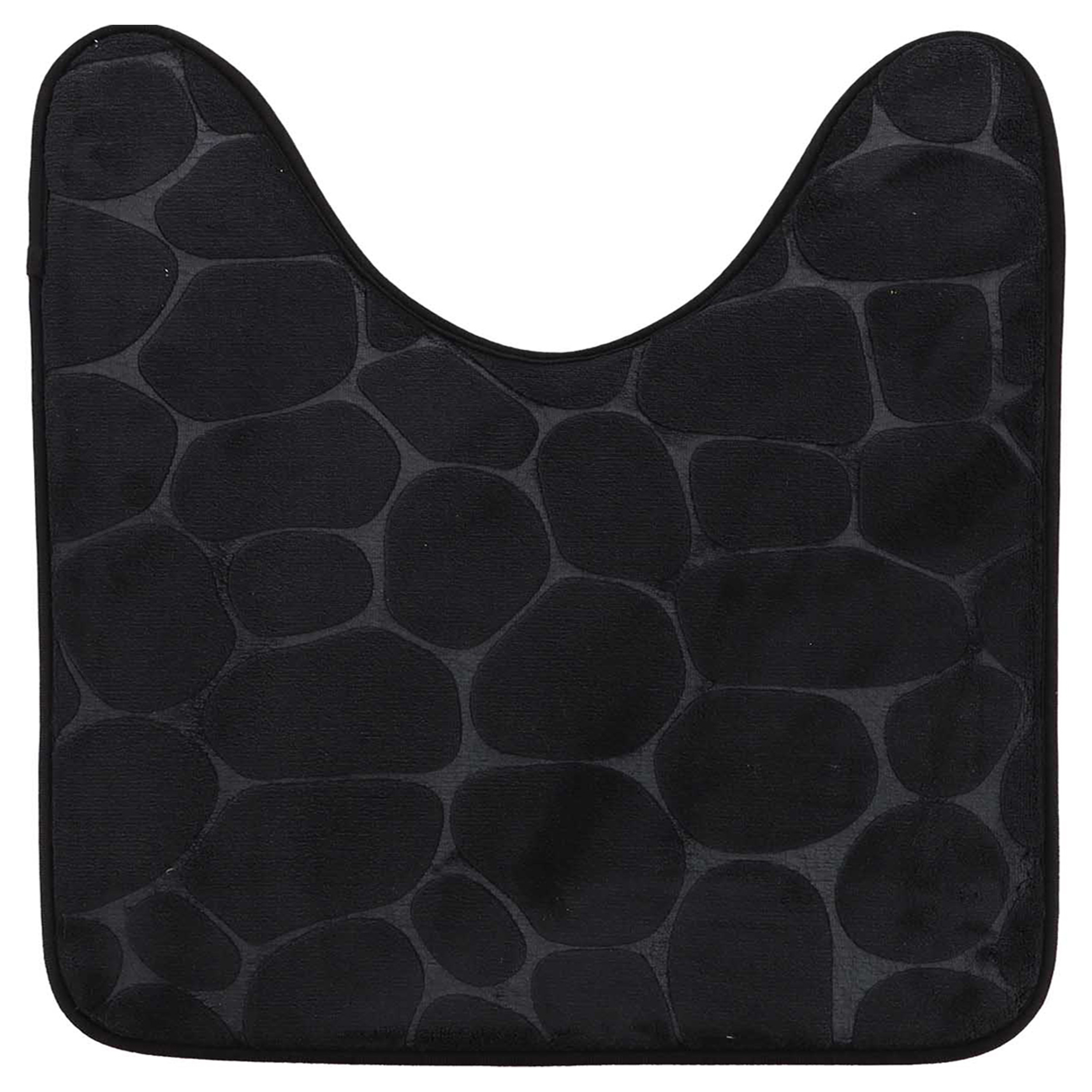 Tendance Toiletmat/wc mat Pebble - microfiber - Memory Foam - zwart - 45 x 50 cm - badkamer mat -