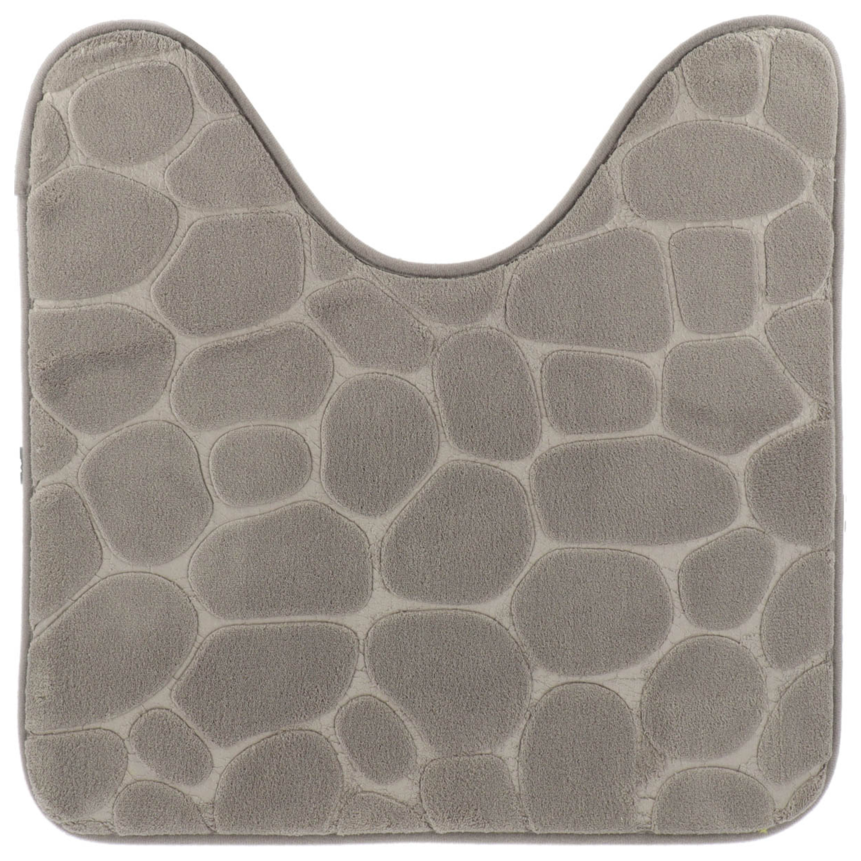 Tendance Toiletmat/wc mat Pebble - microfiber - Memory Foam - lichtgrijs - 45 x 50 cm - badkamer mat -