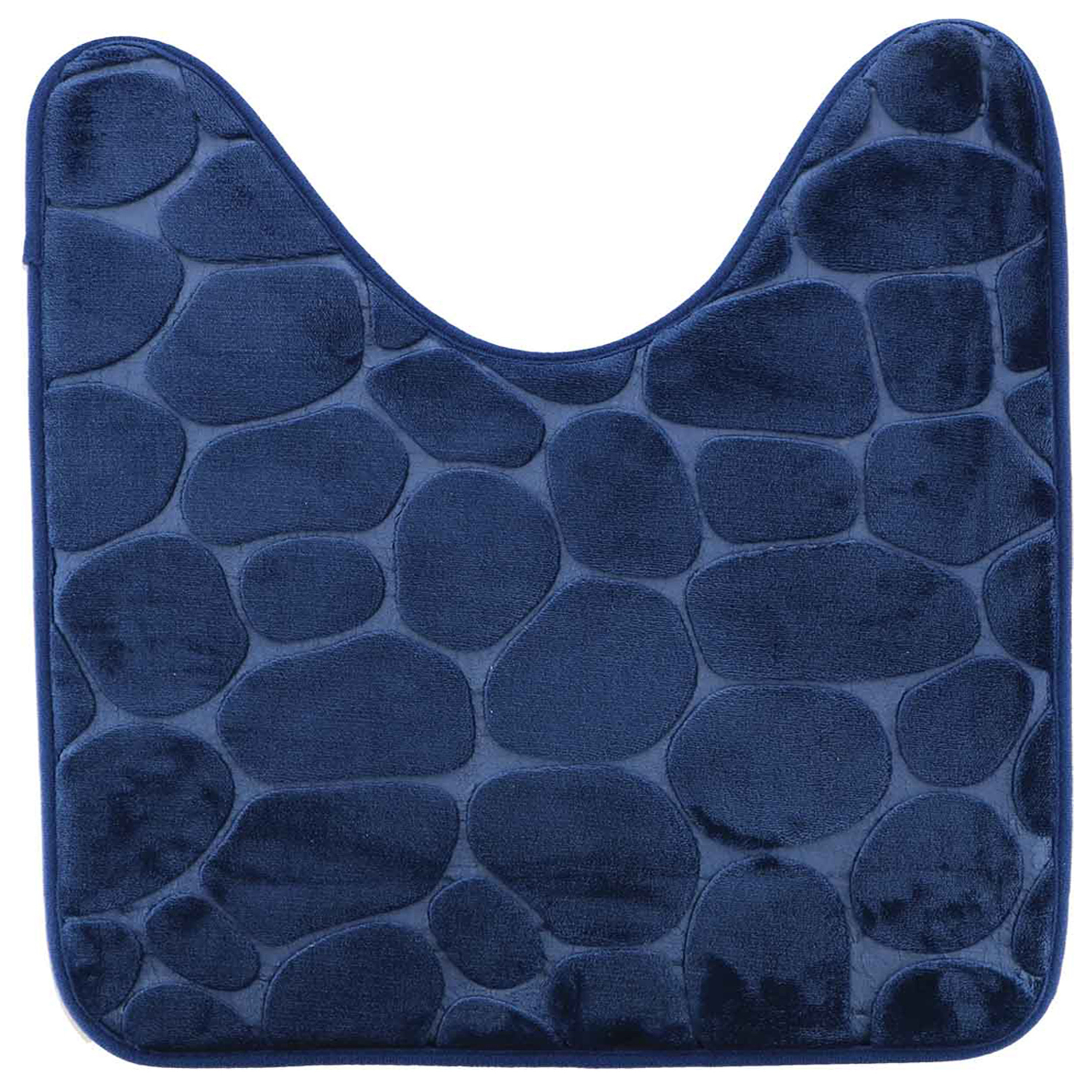 Tendance Toiletmat/wc mat Pebble - microfiber - Memory Foam - donkerblauw - 45 x 50 cm - badkamer ma -
