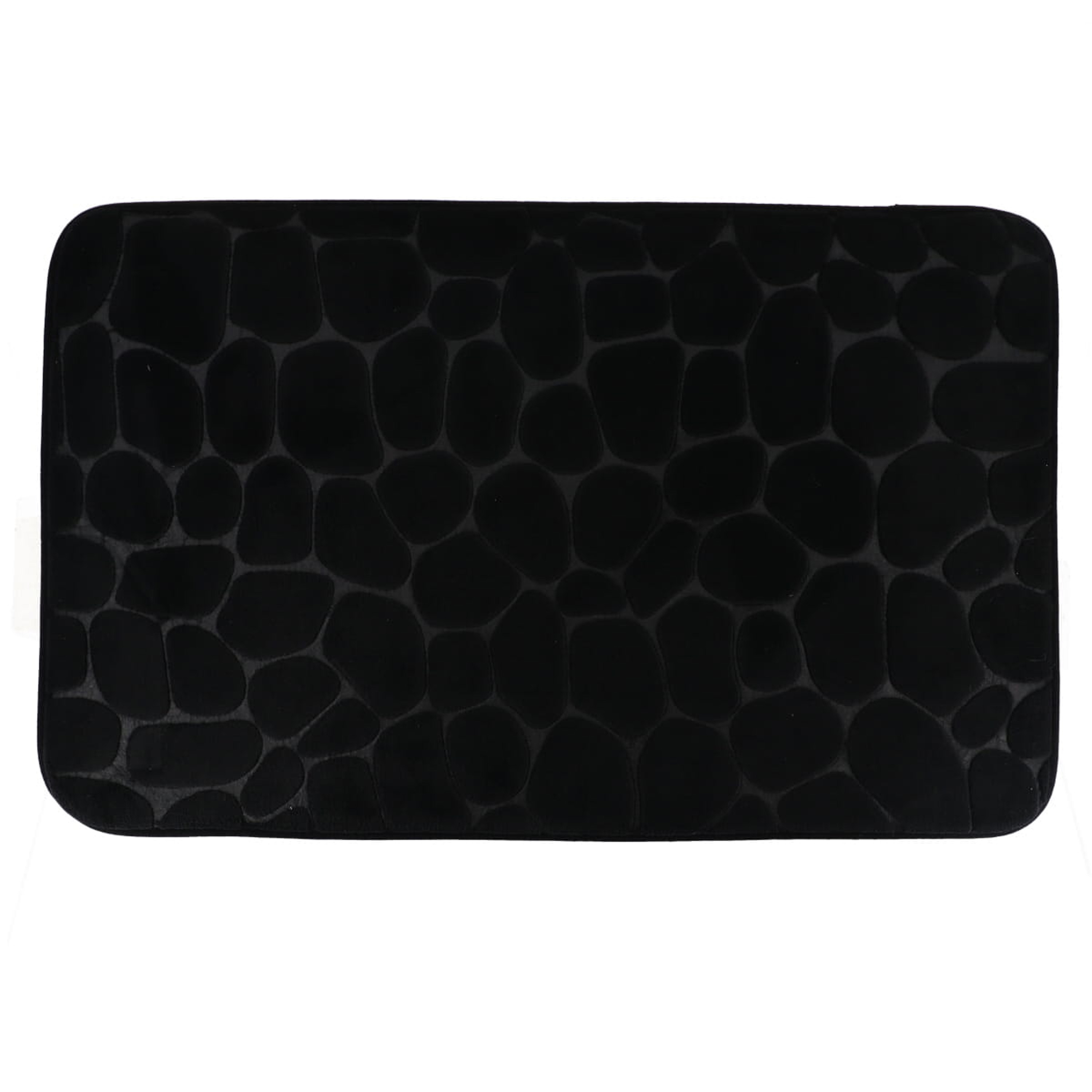 Tendance Badmat mat Pebble - microfiber - Memory Foam - zwart - 50 x 80 cm - antislip - badkamer -
