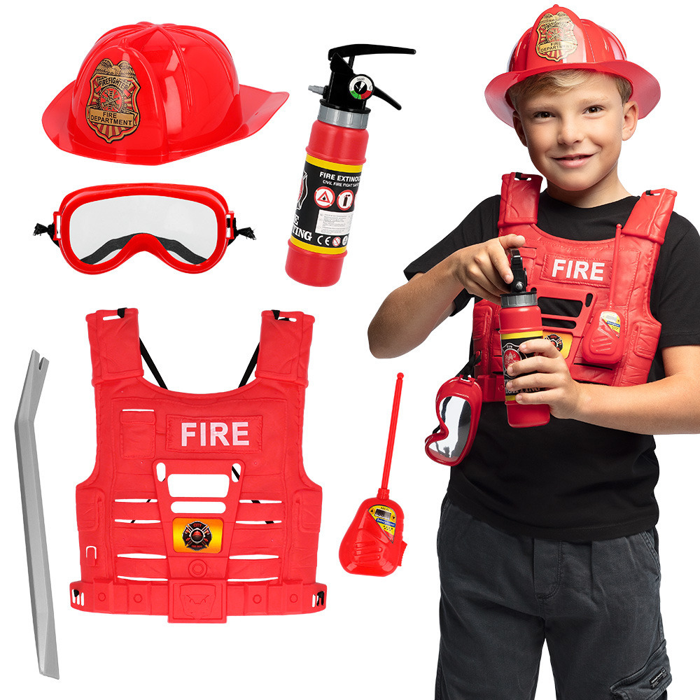 Speelset/verkleedset Brandweer - voor kinderen - 6-delig - brandweerman set -