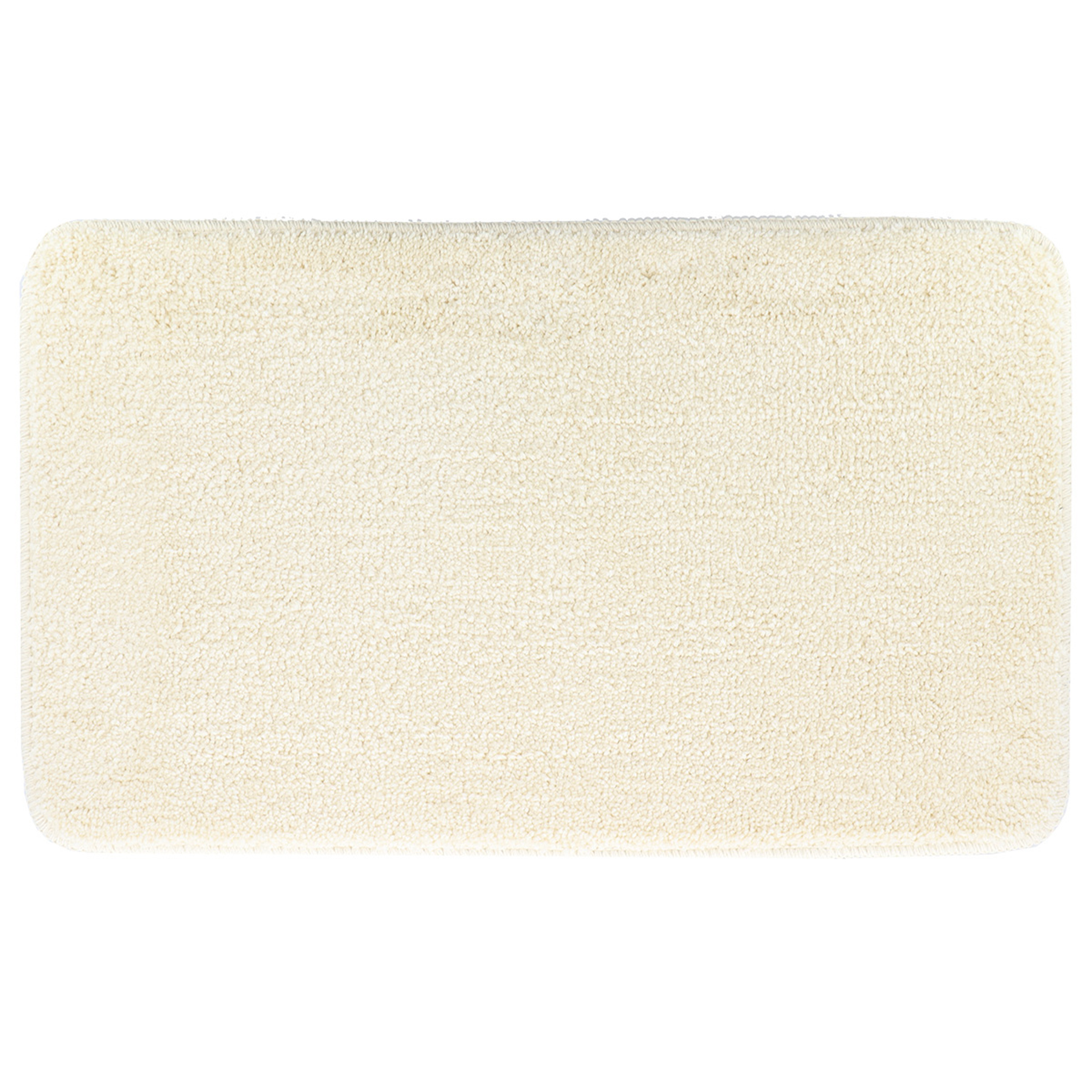 Tendance Badmat Aquarius - microfiber - hoogpolig - creme wit - 45 x 75 cm - badkamer - antislip -