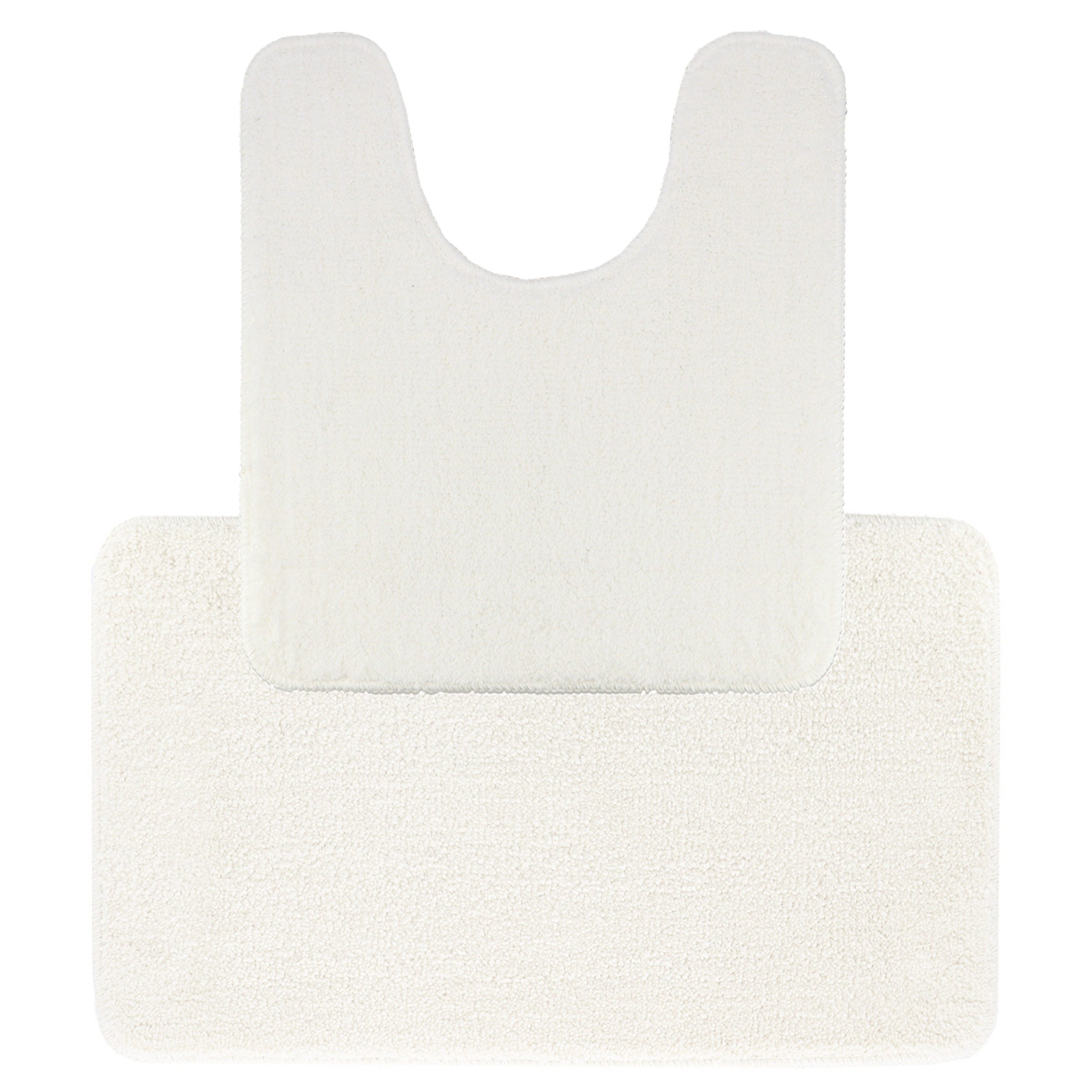 Tendance Badkamer Matten set Aquarius - wit - toilet en bad mat - hoogpolig - microfiber -