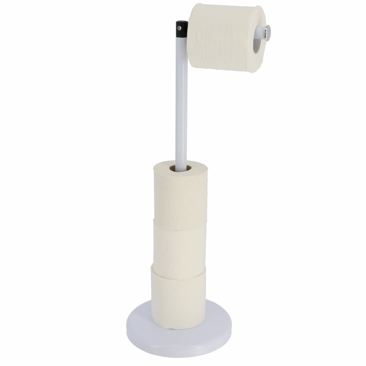 Toiletrolhouder - vrijstaand - wit - metaal - 55 cm -